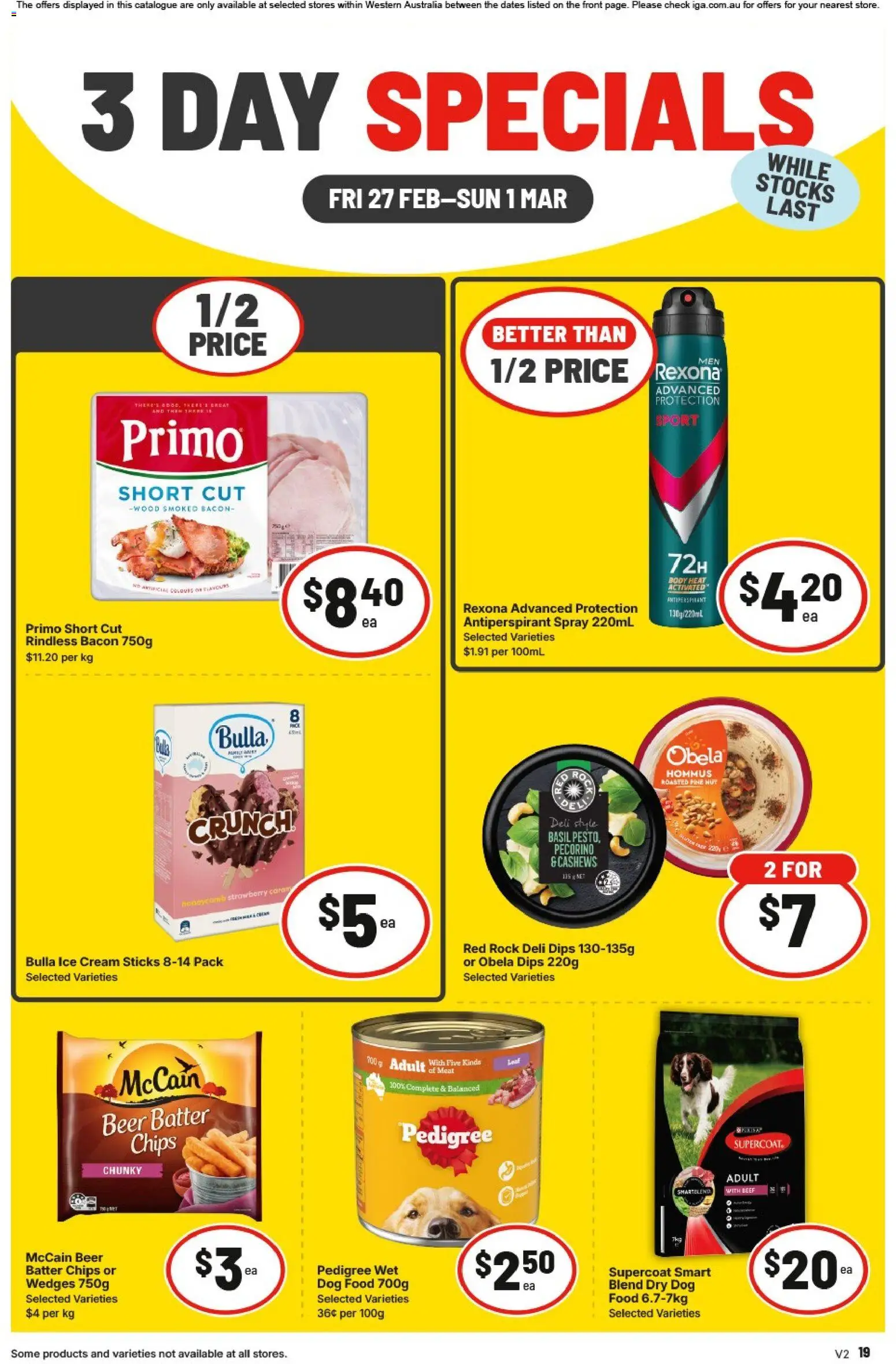 IGA catalogue - valid from 27.02.2026 | Page: 3 | Products: Bacon, Antiperspirant, Chips, Wood