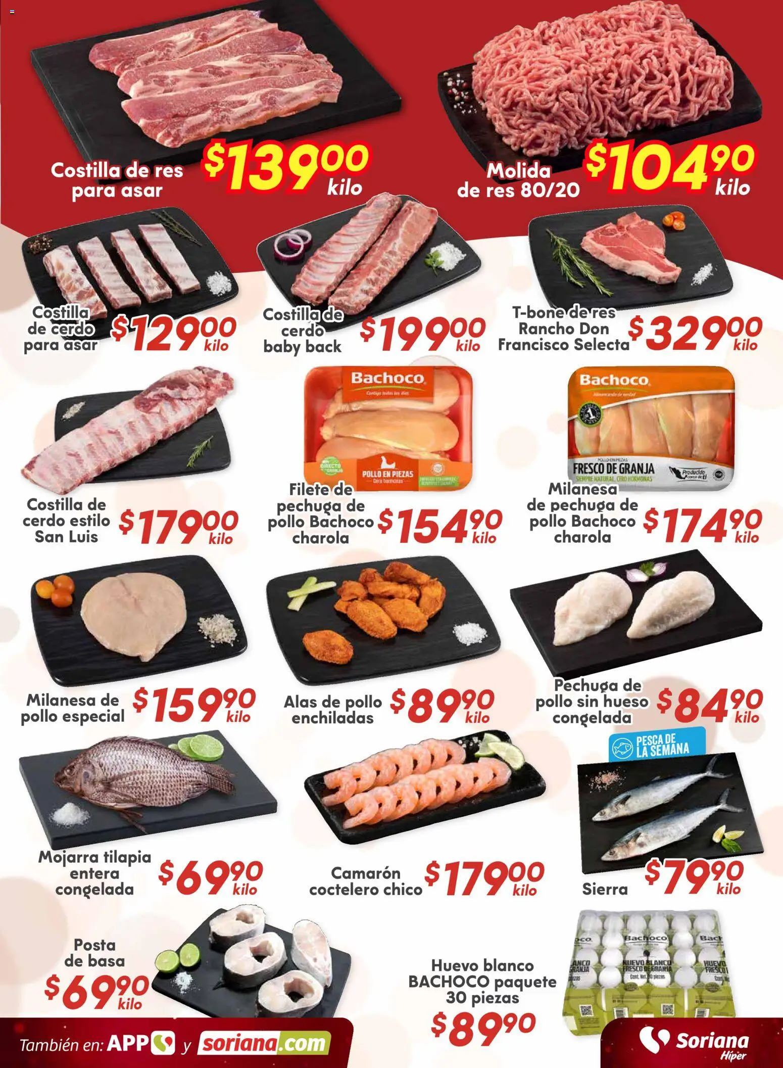 Nuevas ofertas de Soriana válidas en toda la República Mexicana desde el 21.11.2025. ¡Encuentra las mejores ofertas en Soriana - Fin de Semana Híper: Nuevo León, Ciudad Victoria y Tampico! | Página: 3 | Productos: Pollo, Huevo, Cerdo, Sierra