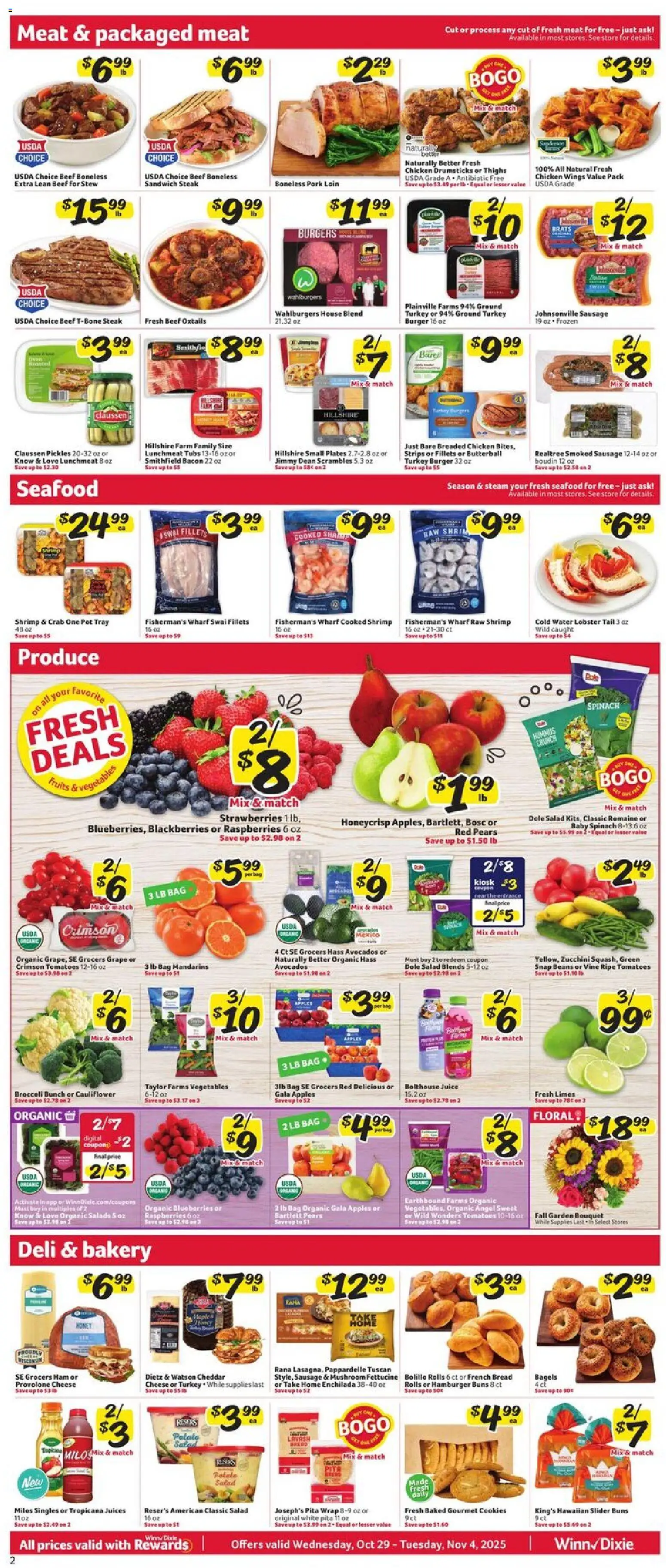 Winn Dixie Weekly Circular - GA - valid from 29.10.2025 | Page: 2 | Products: Cheese, Strawberries, Vegetables, Blueberries