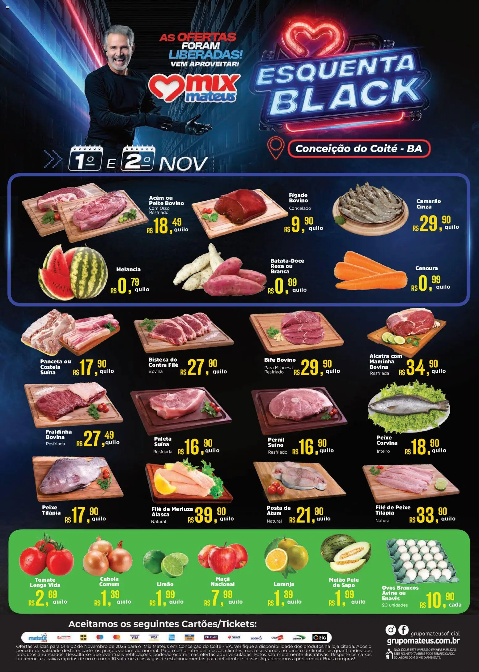 Mateus Folheto - válido de 01.11.2025 | Página: 1 | Produtos: Alcatra, Ovos, Tilápia, Atum