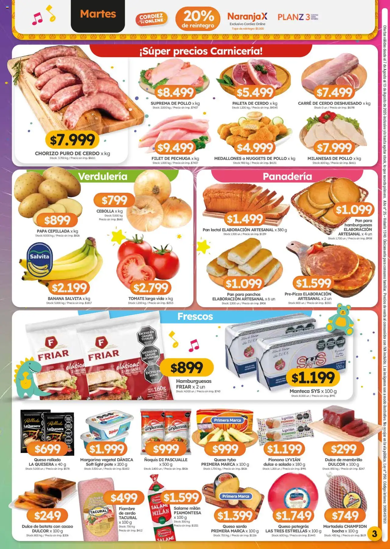 Cordiez ofertas │ válido desde el 07.08.2025 | Página: 3 | Productos: Mortadela, Chorizo, Cerdo, Cacao