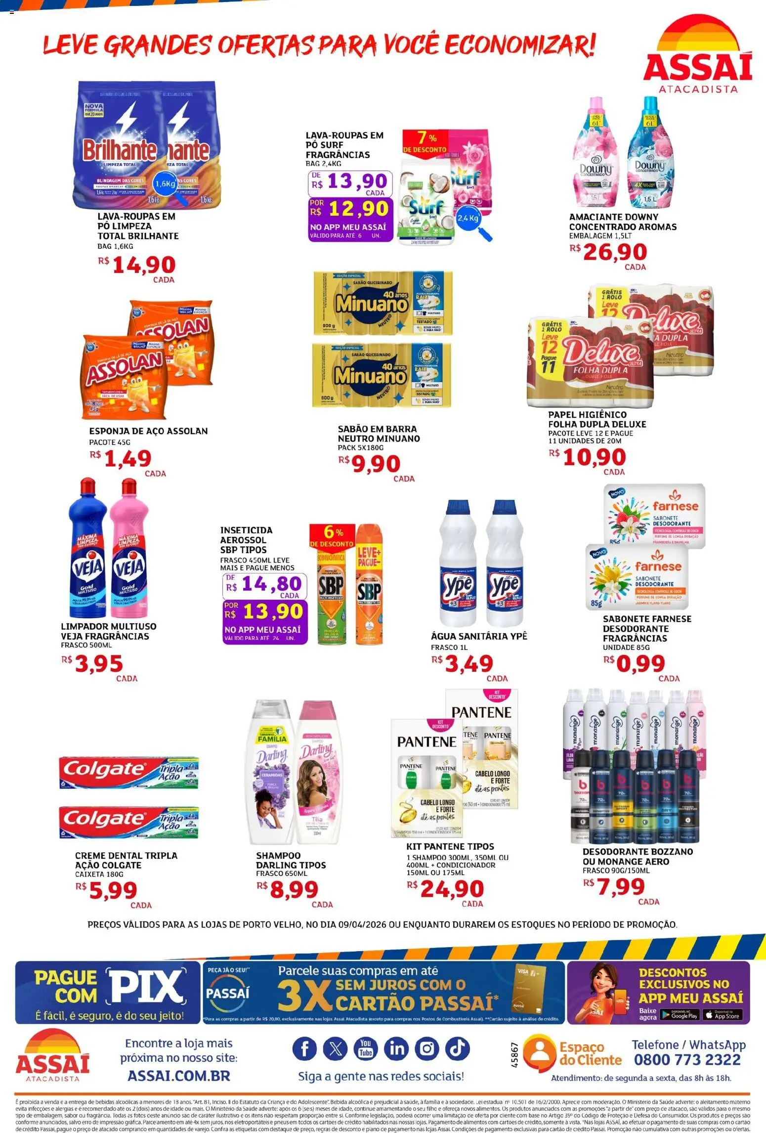 Assaí Atacadista Folheto - válido de 09.04.2026 | Página: 4 | Produtos: Sabão em barra, Sabão, Base, Sabonete