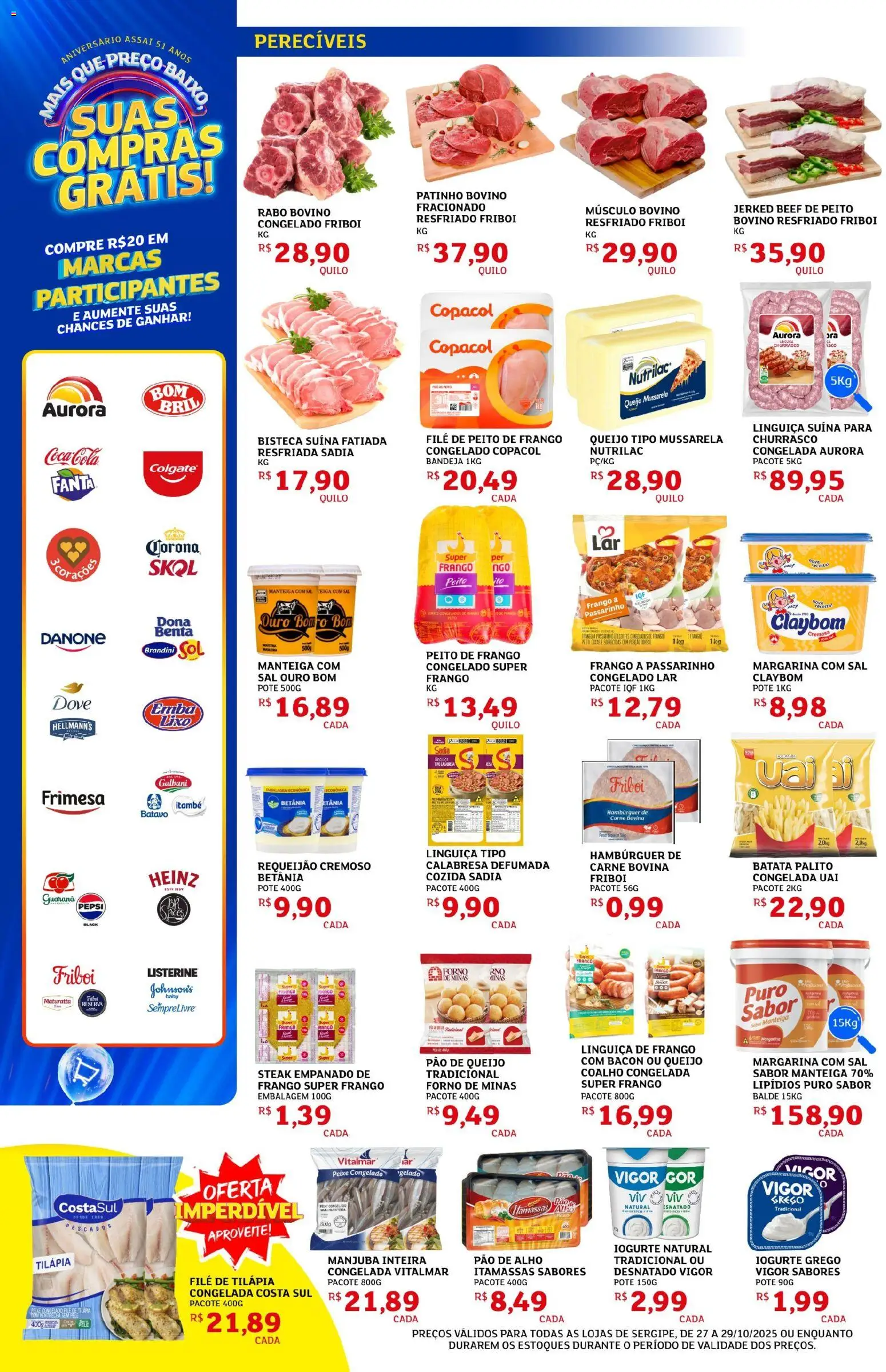 Assaí Atacadista Folheto - válido de 27.10.2025 | Página: 6 | Produtos: Linguiça, Pão, Bandeja, Requeijão