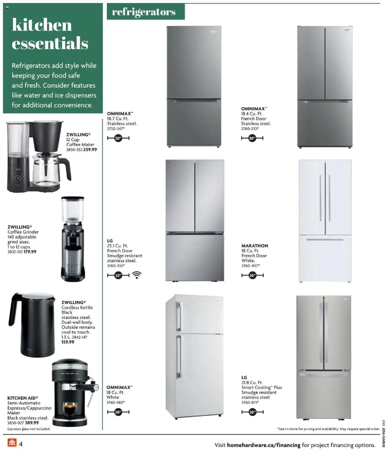 Home Hardware flyer valid from 11.09.2025 | Page: 4 | Products: Coffee maker, Kettle, Grinder, Coffee