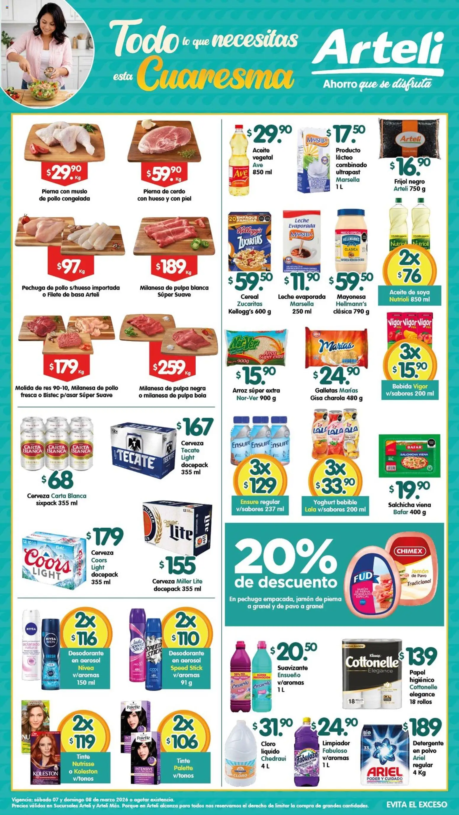 Nuevas ofertas de Arteli válidas en toda la República Mexicana desde el 07.03.2026. ¡Encuentra las mejores ofertas en Arteli folleto! | Página: 1 | Productos: Pollo, Cerveza, Cerdo, Arroz