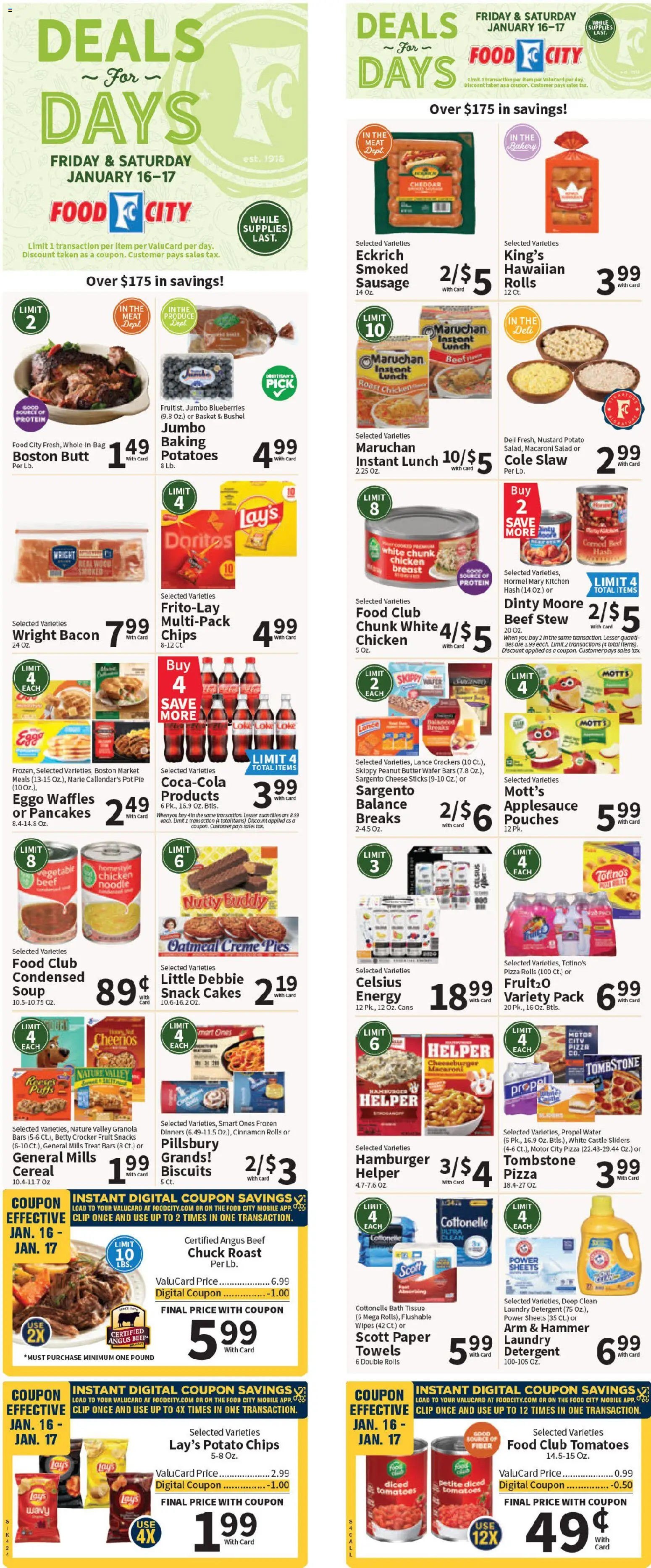 Food City Weekly Ad - valid from 14.01.2026 | Page: 1 | Products: Hammer, Pizza, Salad, Bag