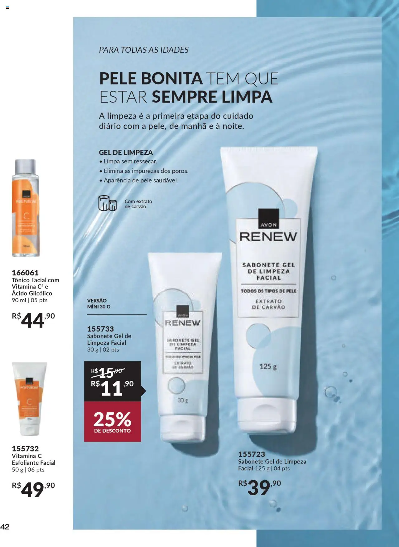 Avon Folheto - válido de 16.06.2025 | Página: 42 | Produtos: Tônico, Gel de limpeza, Sabonete, Vitamina c