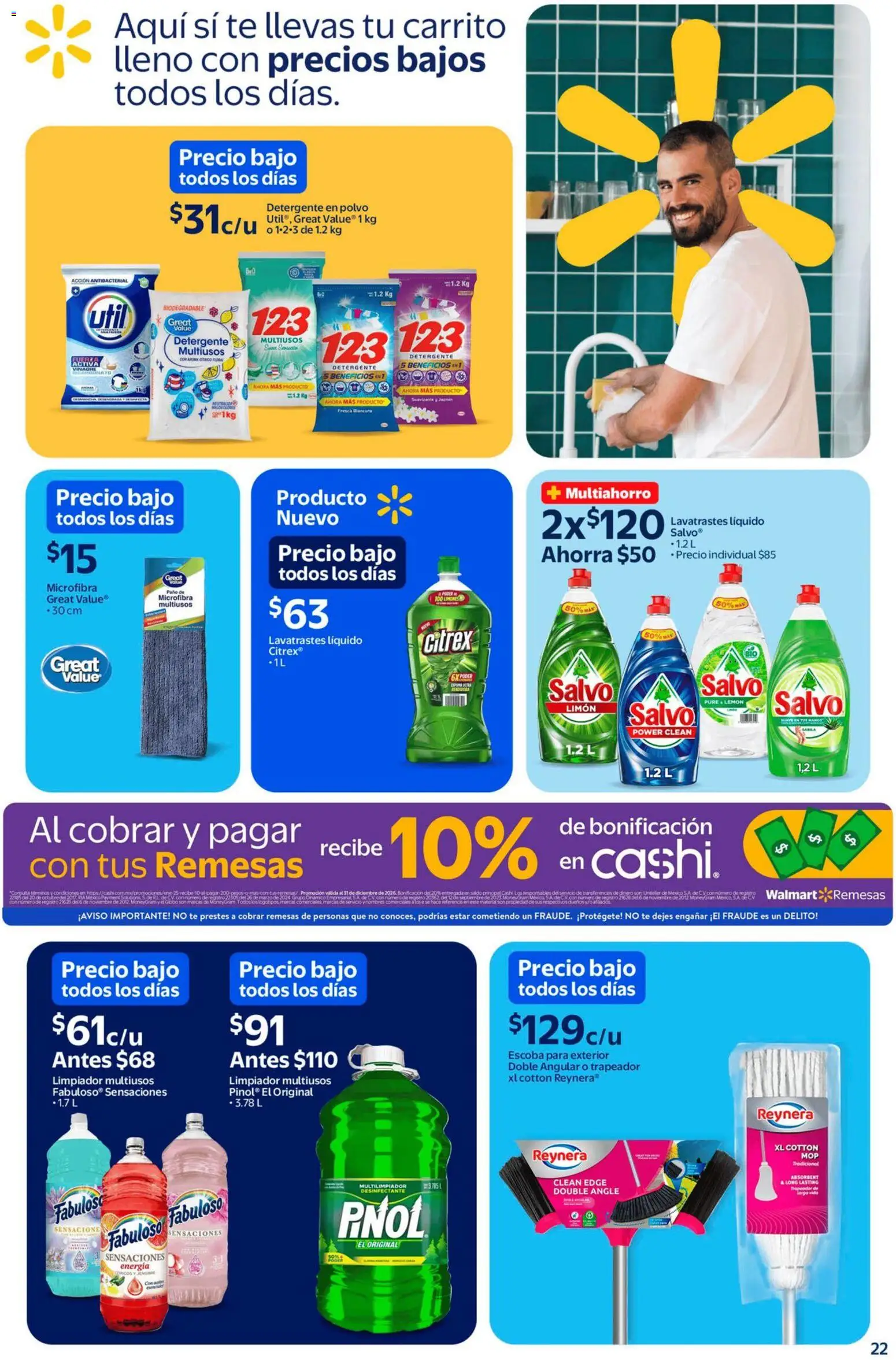 Nuevas ofertas de Walmart válidas en toda la República Mexicana desde el 13.02.2026. ¡Encuentra las mejores ofertas en Walmart catálogo Un mar de sabores a precios bajos! | Página: 22 | Productos: Detergente, Escoba, Trapeador, Polvo