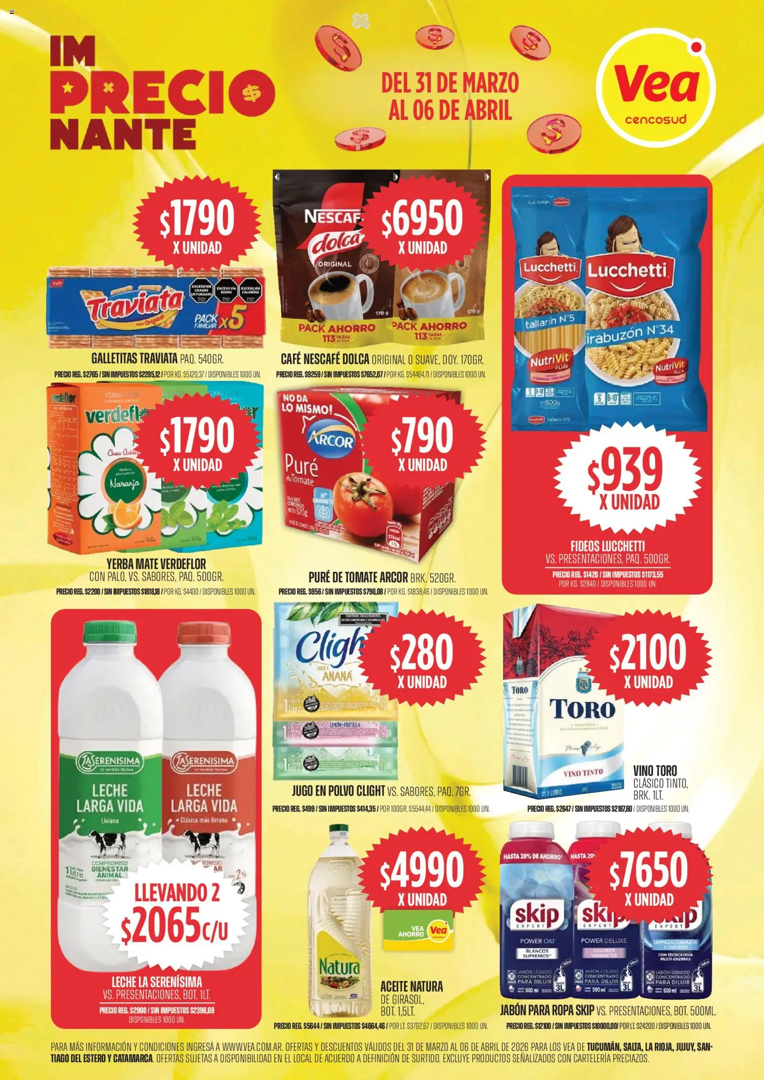 Vea - Oferta imPRECIOnante │ válido desde el 31.03.2026 | Página: 1 | Productos: Mate, Ananá, Pure de Tomate, Café