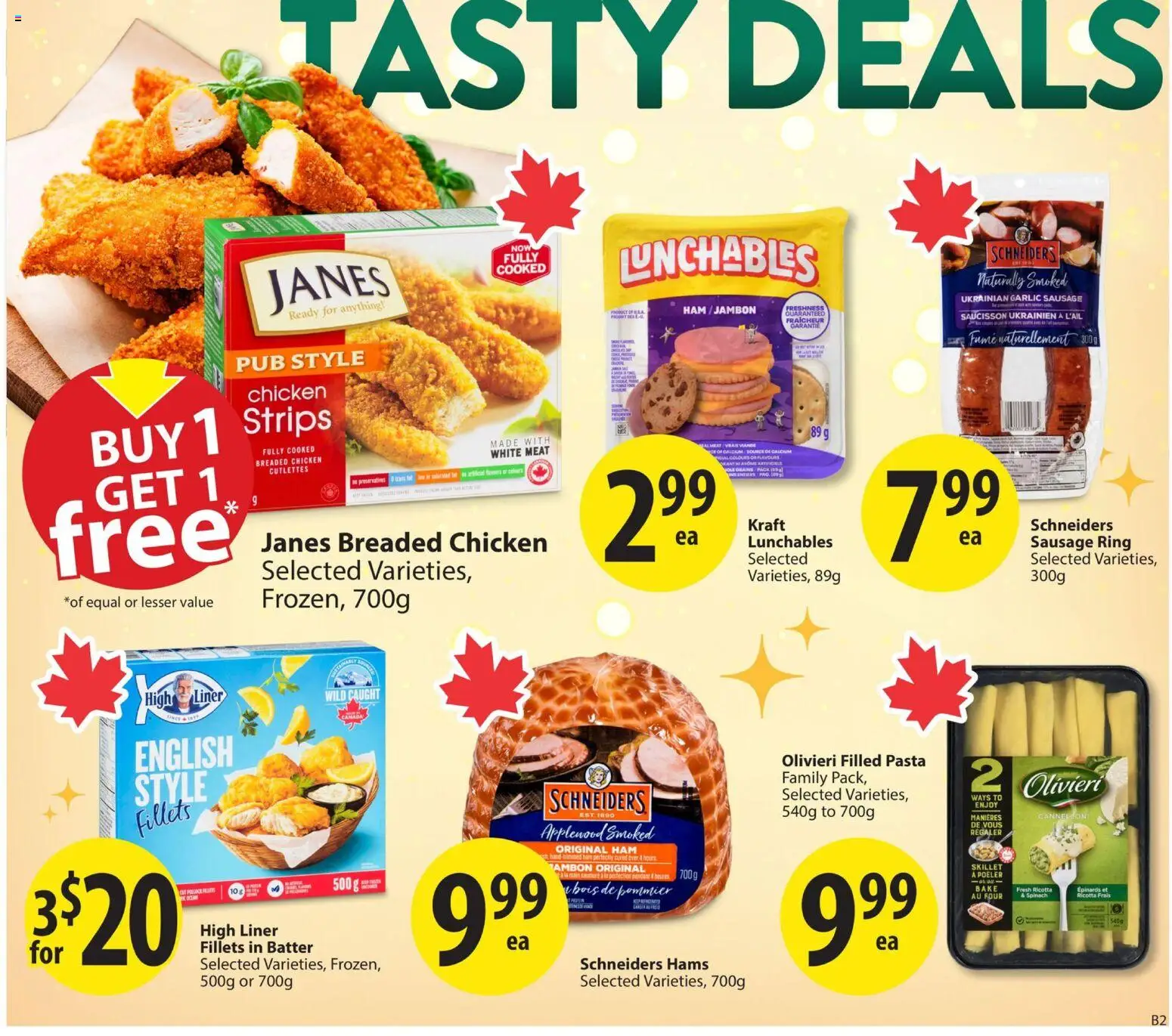 Save on foods flyer valid from 20.11.2025 | Page: 5 | Products: Pasta, Ham, Chicken