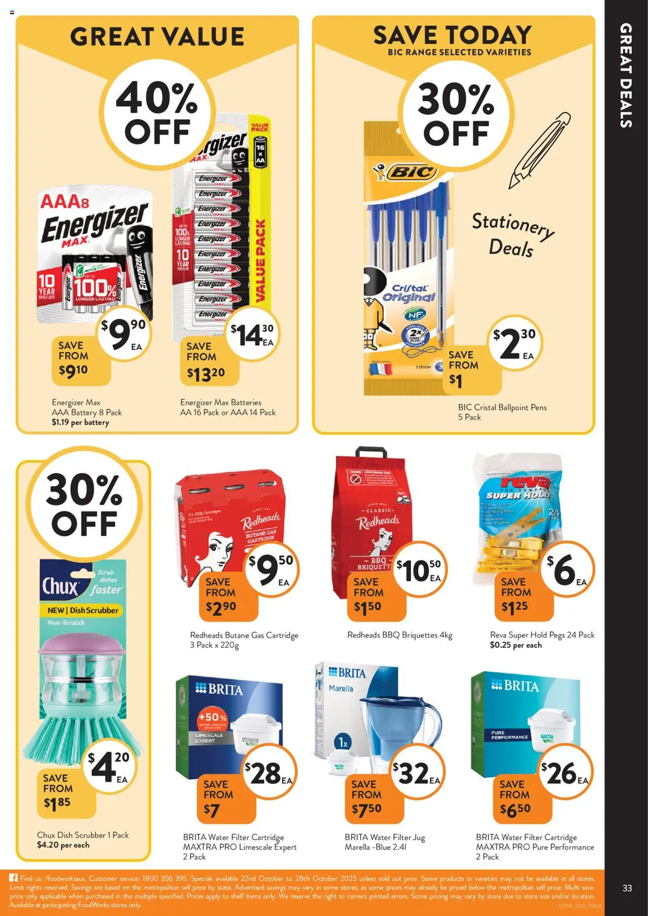 Foodworks catalogue - valid from 22.10.2025 | Page: 33 | Products: Shelf, Battery, Water, Batteries
