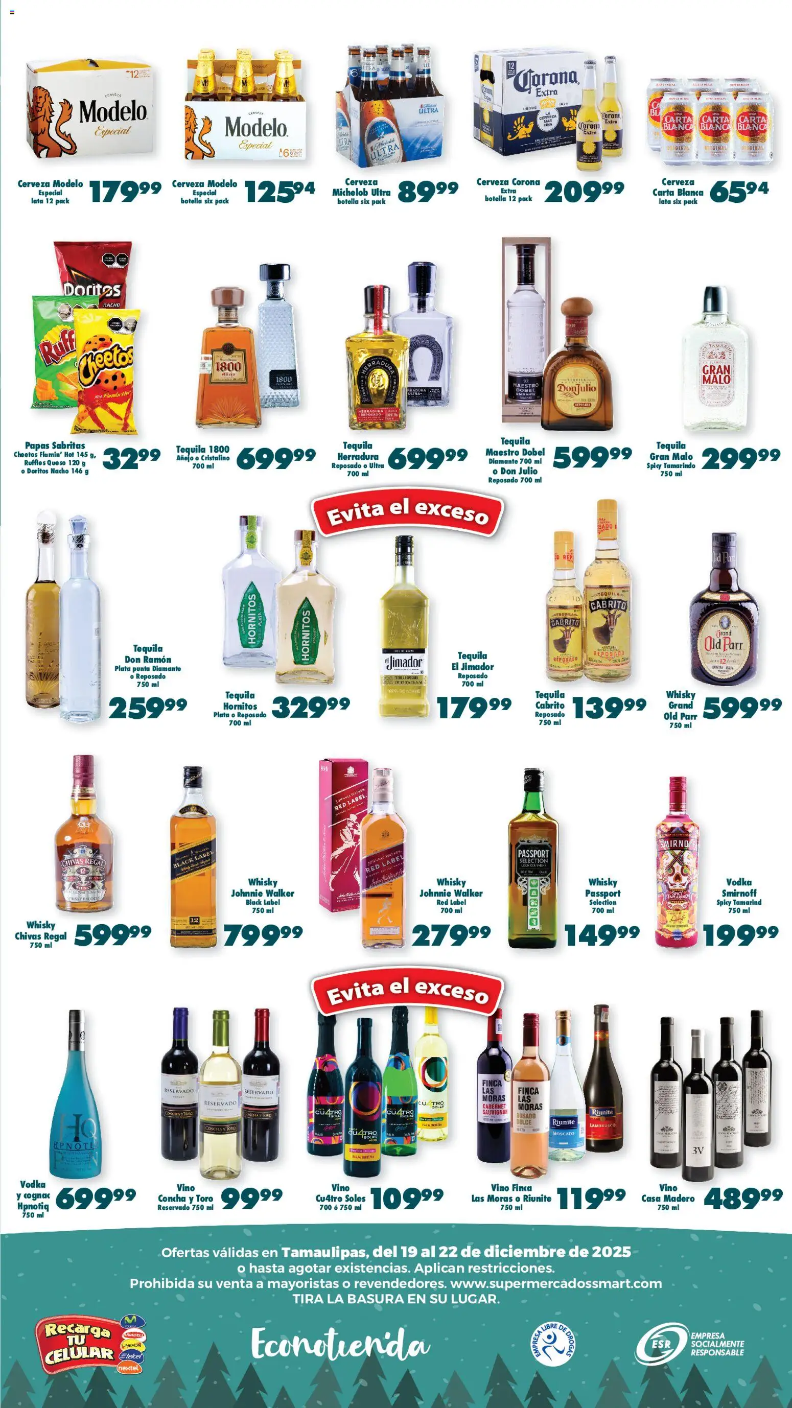 Nuevas ofertas de S-Mart válidas en toda la República Mexicana desde el 19.12.2025. ¡Encuentra las mejores ofertas en S-Mart folleto Ofertas de Feria Reynosa! | Página: 3 | Productos: Queso, Tequila, Vino, Whisky