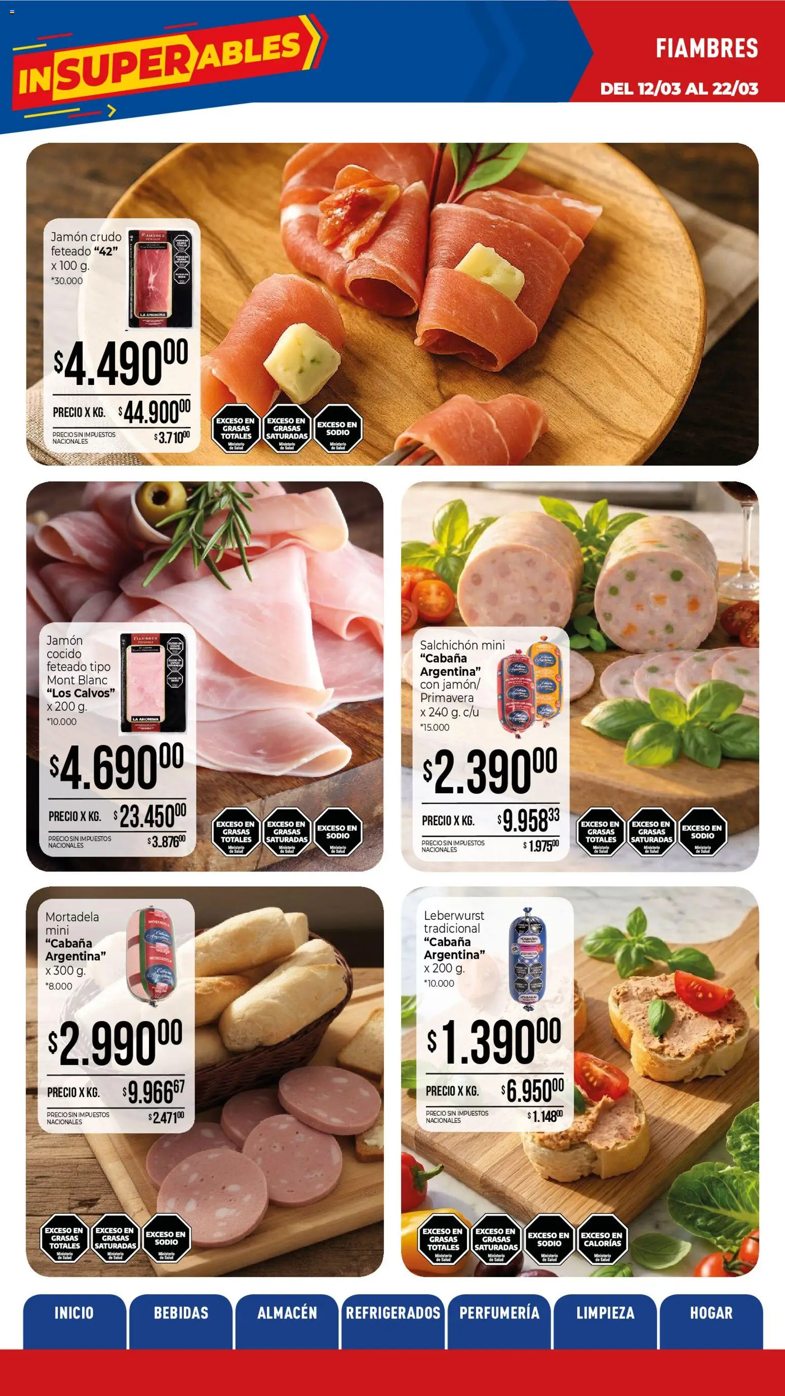 La Anonima catálogo │ válido desde el 13.03.2026 | Página: 4 | Productos: Jamón crudo, Mortadela, Jamón