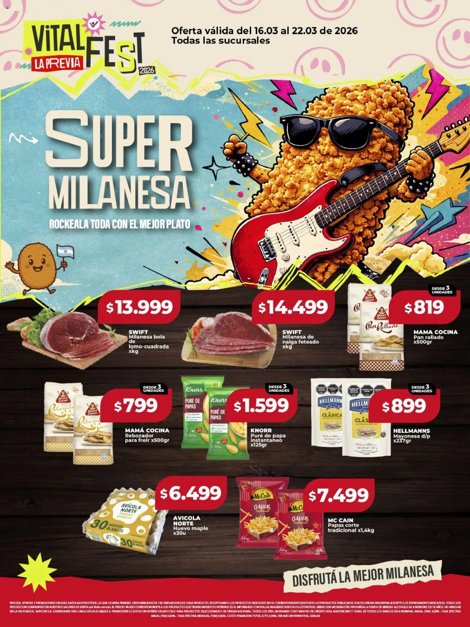 Vital - Especial súper milanesa │ válido desde el 16.03.2026 | Página: 1 | Productos: Papa, Mayonesa, Pan, Té