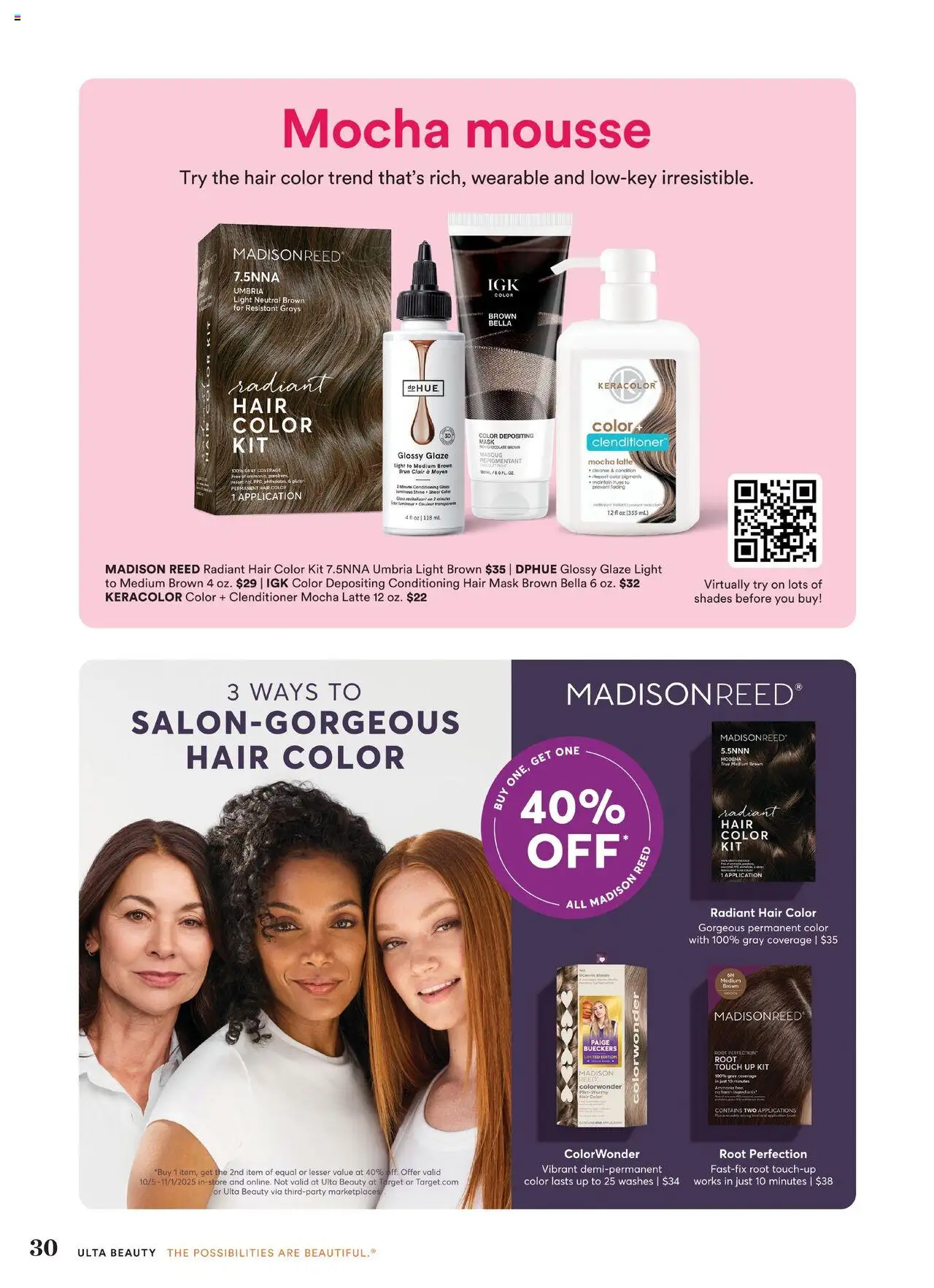Ulta Beauty Weekly Ad - valid from 05.10.2025 | Page: 30 | Products: Hair mask, Hair color, Mask, Chocolate