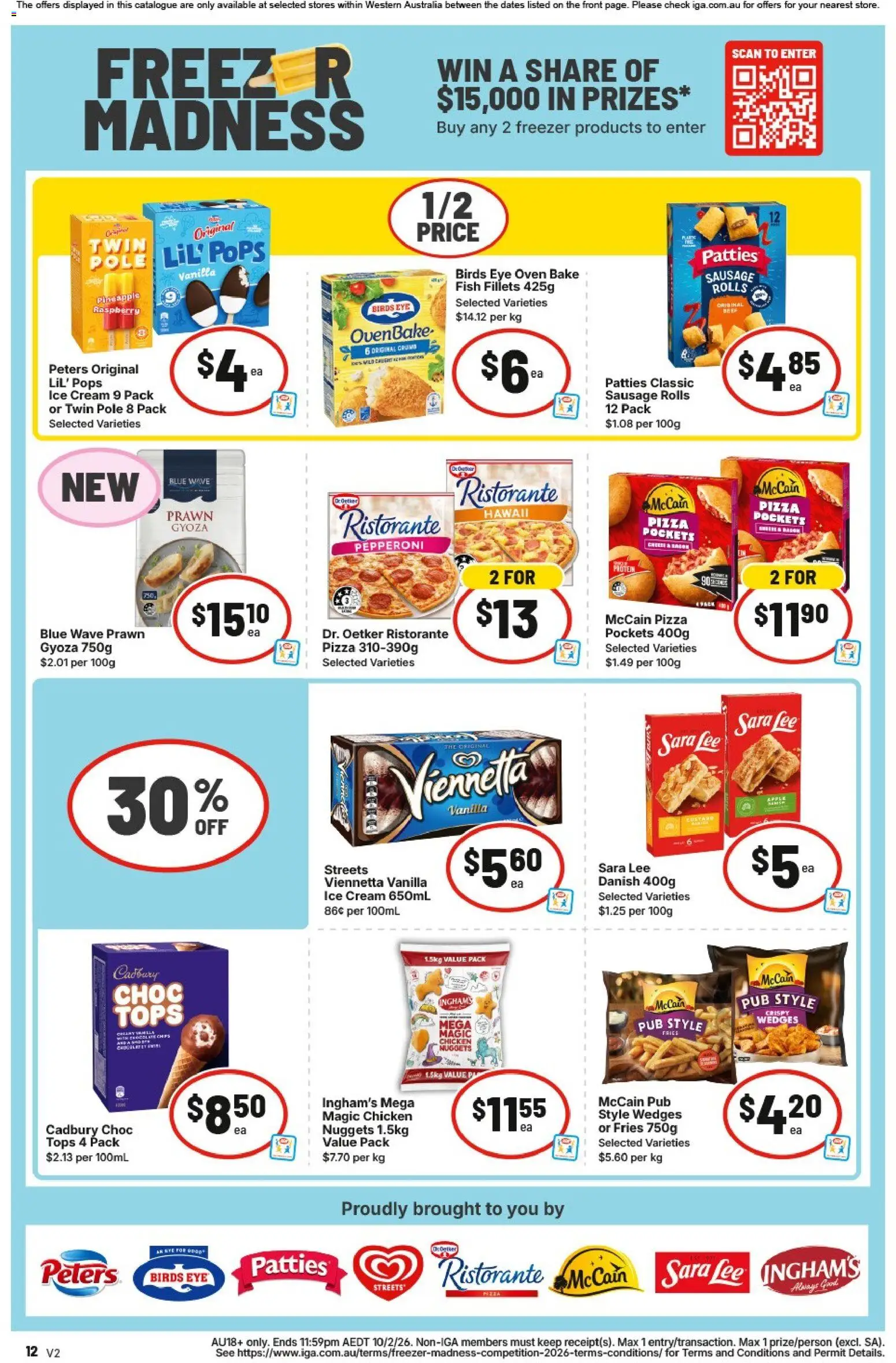 IGA catalogue - valid from 04.02.2026 | Page: 12 | Products: Chicken, Fish, Sausage, Raspberry