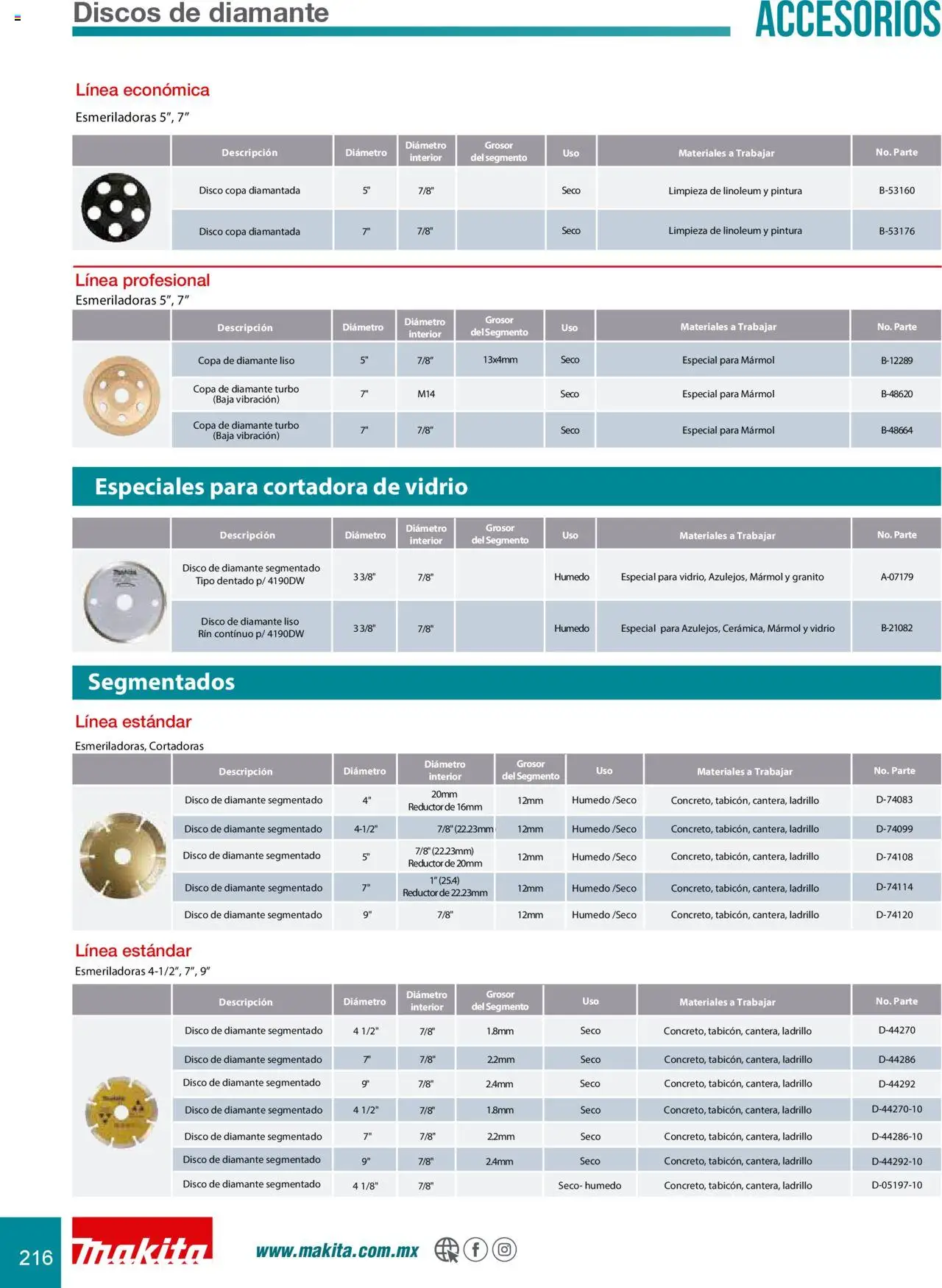 Nuevas ofertas de Makita válidas en toda la República Mexicana desde el 08.07.2024. ¡Encuentra las mejores ofertas en Makita catálogo Accesorios! | Página: 216 | Productos: Disco, Ladrillo, Pintura