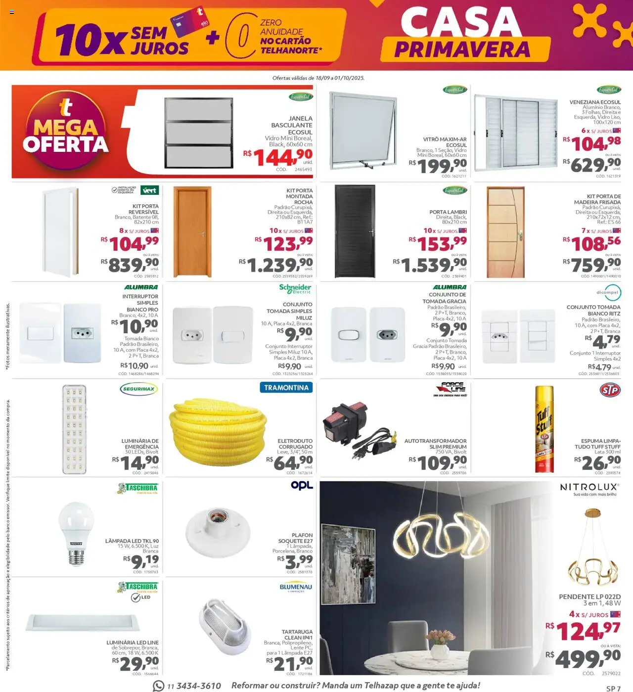 Telhanorte Folheto - válido de 18.09.2025 | Página: 7 | Produtos: Lâmpada, Banco, Luminária, Veneziana