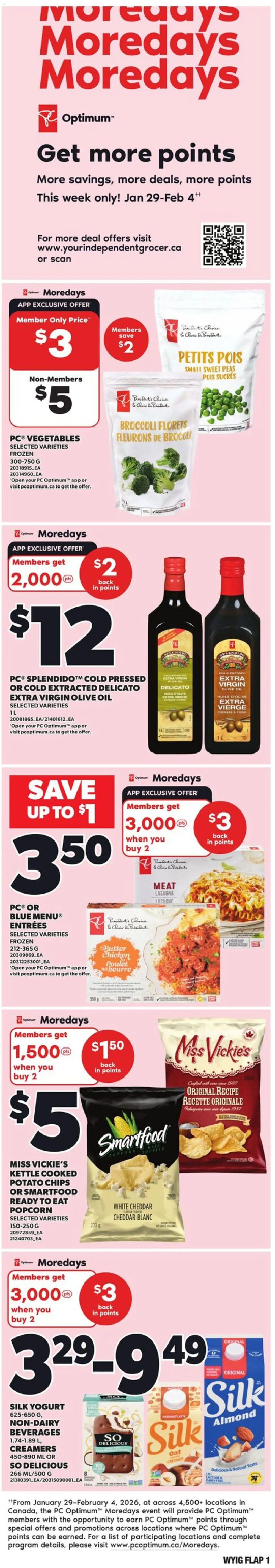 Independent Grocer flyer valid from 29.01.2026 | Page: 1 | Products: PC, Butter, Yogurt, Chicken