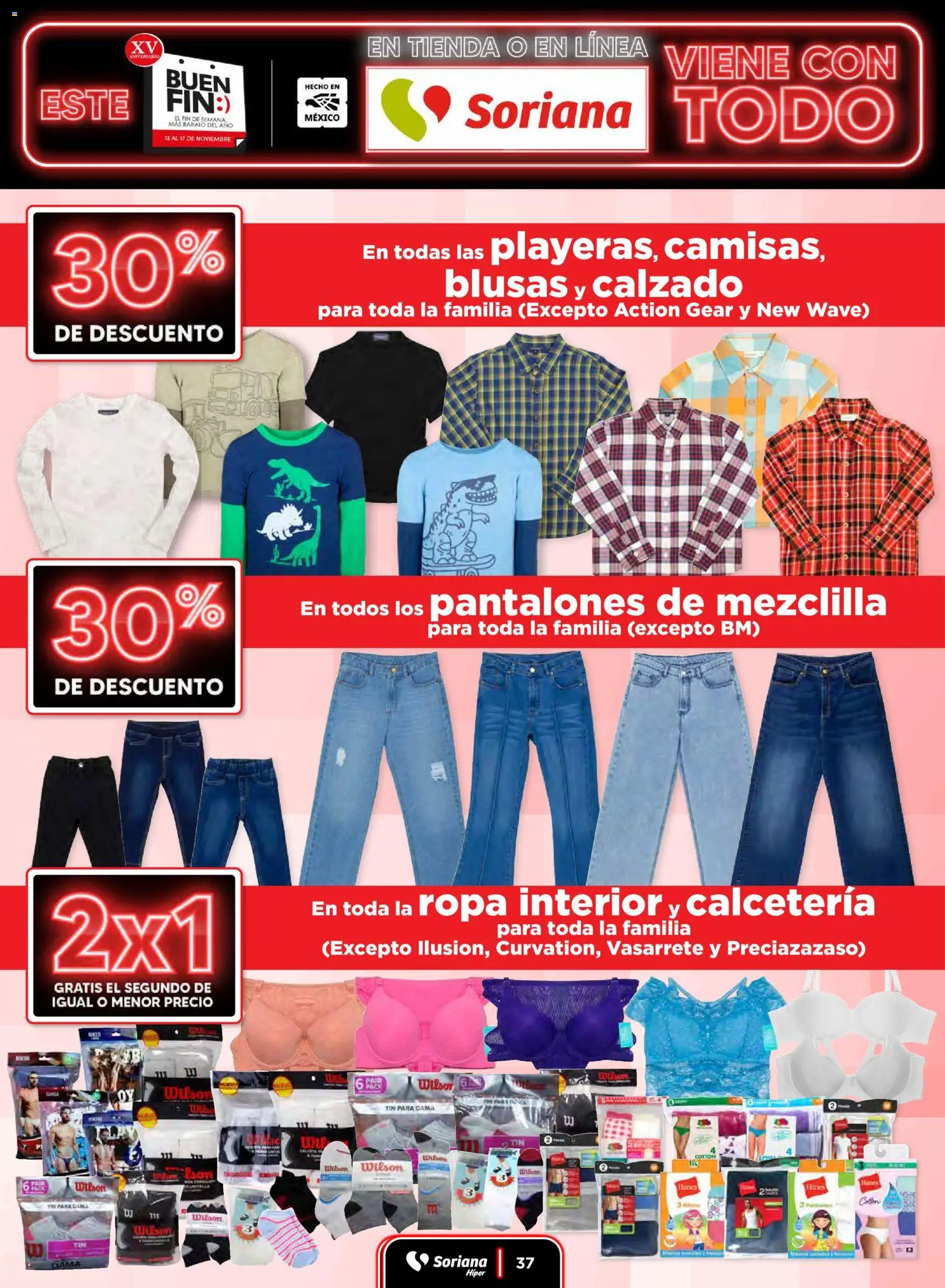 Nuevas ofertas de Soriana válidas en toda la República Mexicana desde el 13.11.2025. ¡Encuentra las mejores ofertas en Soriana Buen Fin ! | Página: 37 | Productos: Pantalones, Ropa, Ropa interior, Pantalones de mezclilla