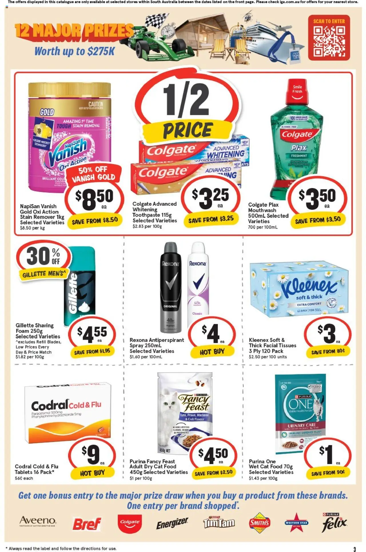 IGA catalogue - valid from 08.10.2025 | Page: 3 | Products: Antiperspirant, Stain remover, Tablets, Tissues