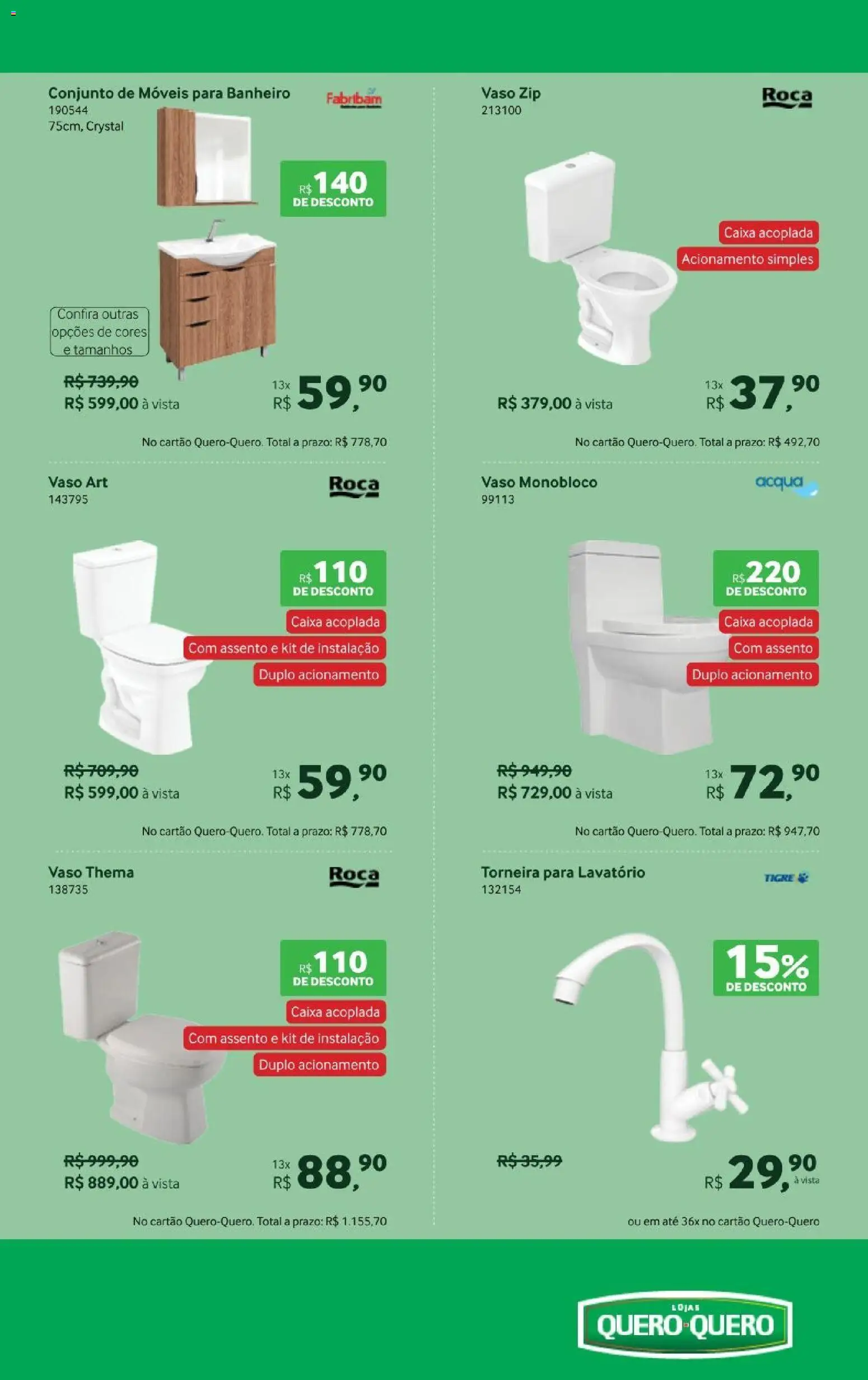 Lojas Quero-Quero Folheto - válido de 19.01.2026 | Página: 8 | Produtos: Caixa, Lavatório, Vaso, Torneira