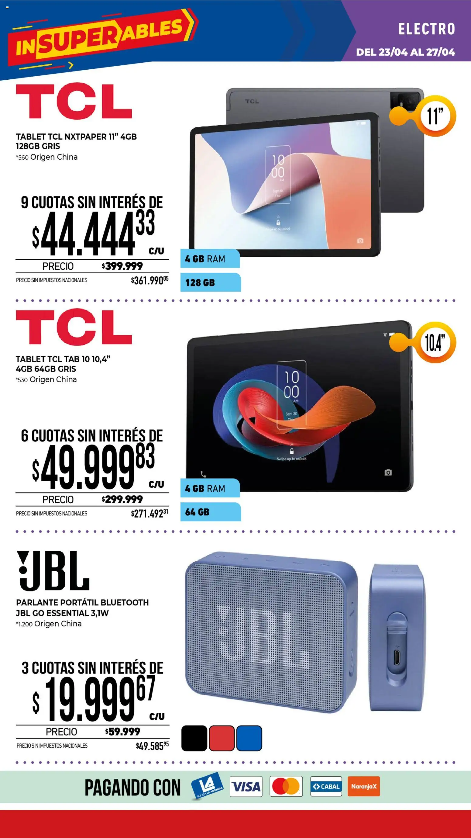 La Anonima catálogo │ válido desde el 23.04.2026 | Página: 35 | Productos: Tablet, Parlante