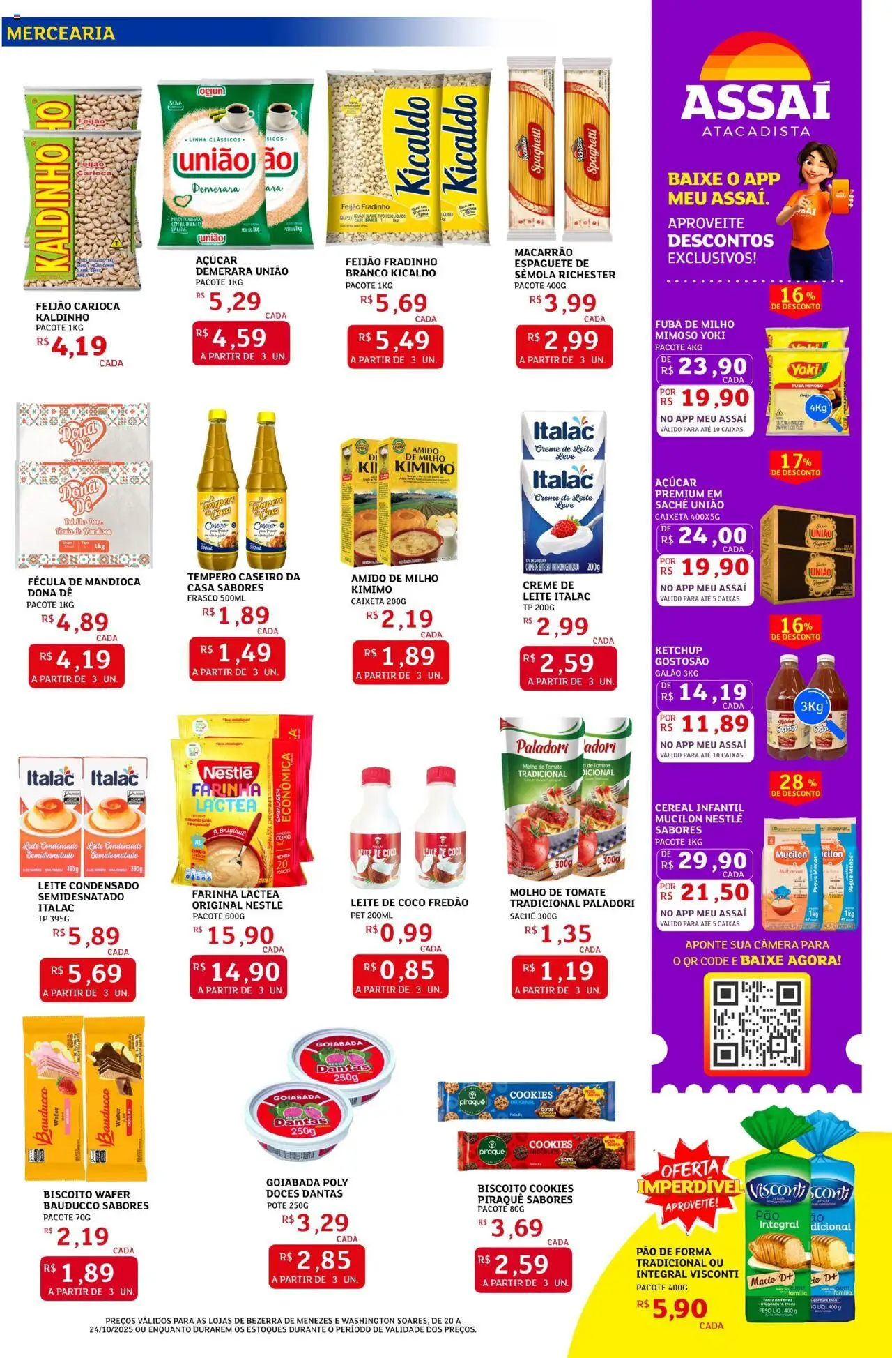 Assaí Atacadista Folheto - válido de 20.10.2025 | Página: 3 | Produtos: Pão, Macarrão, Mucilon, Câmera