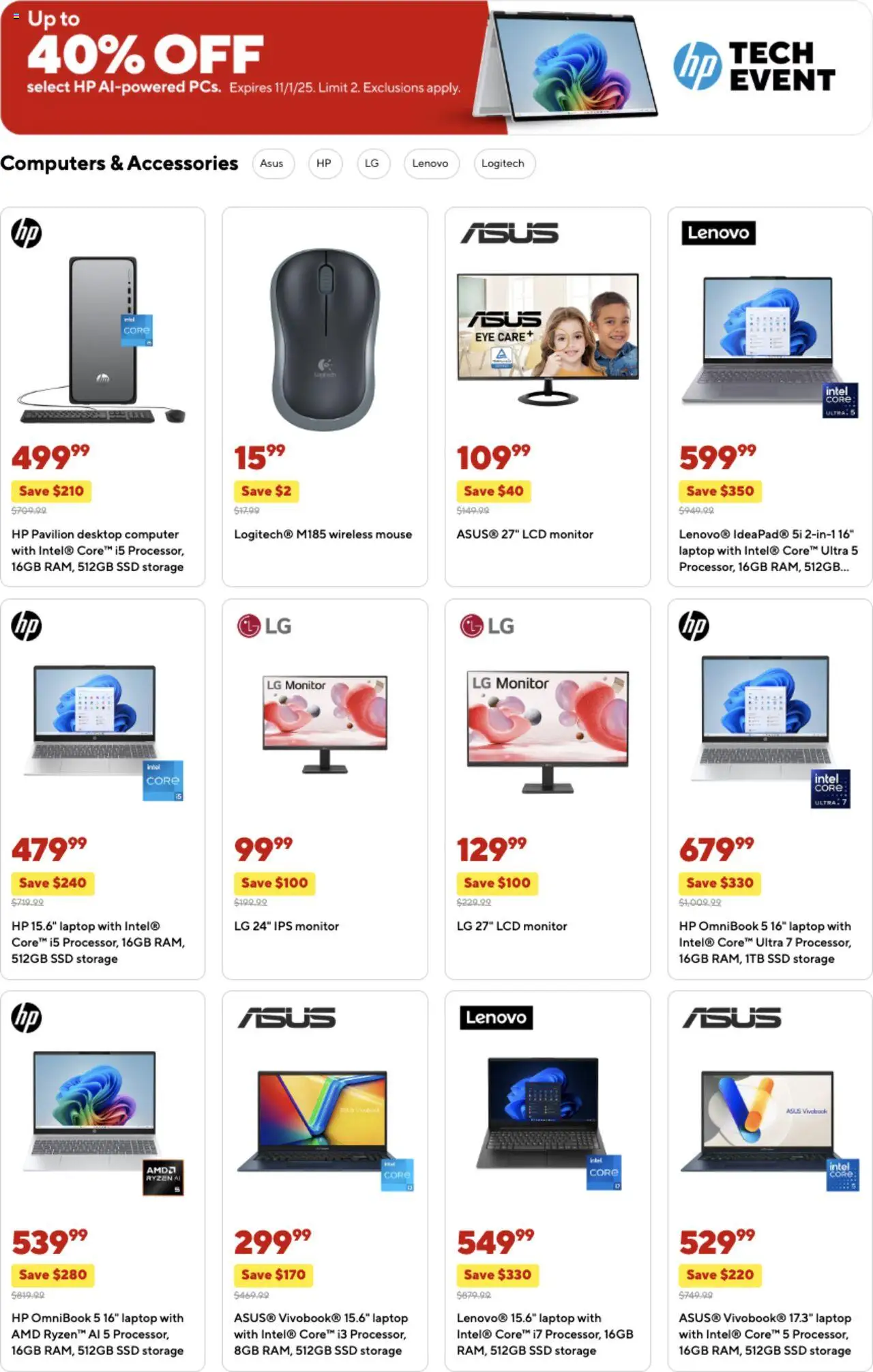Staples Weekly Ad - valid from 19.10.2025 | Page: 3 | Products: Monitor, Computer, Laptop, Desktop