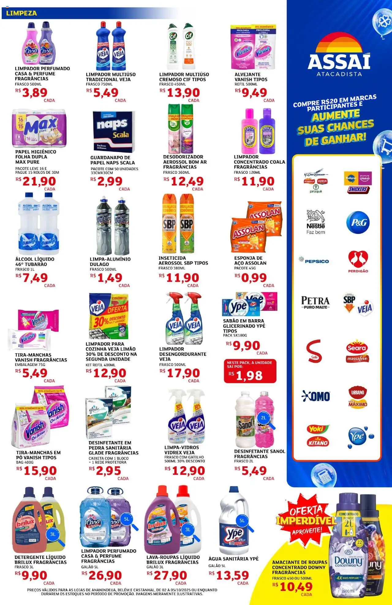 Assaí Atacadista Folheto - válido de 02.10.2025 | Página: 7 | Produtos: Sabão em barra, Sal, Amaciante, Água sanitária