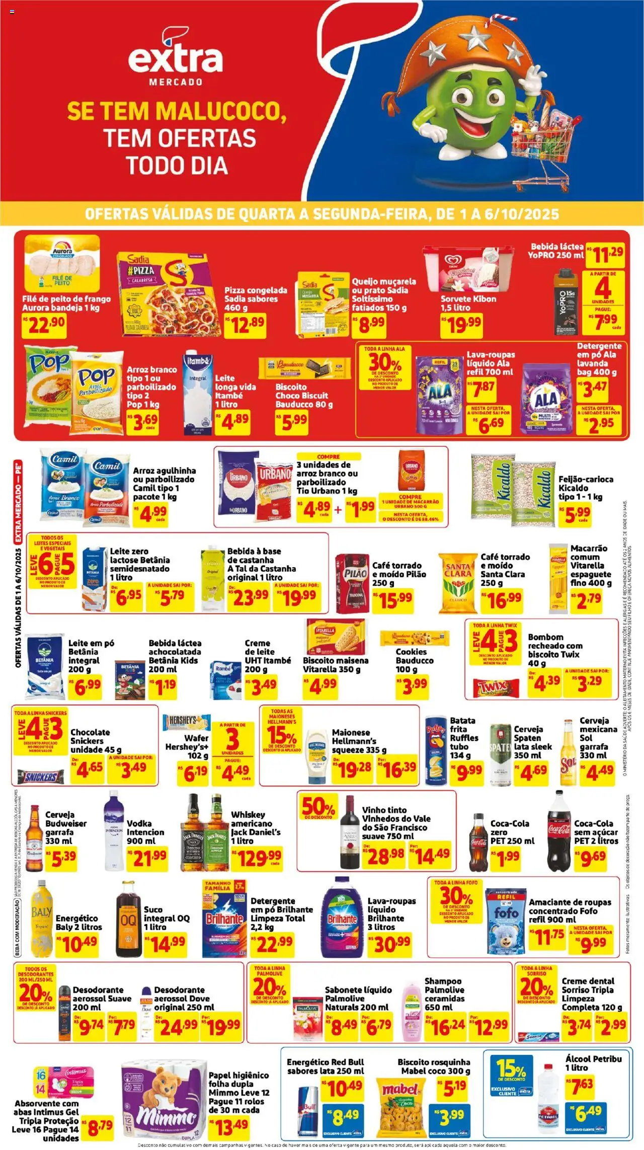 Extra Folheto - válido de 01.10.2025 | Página: 1 | Produtos: Energético, Cerveja, Base, Sabonete