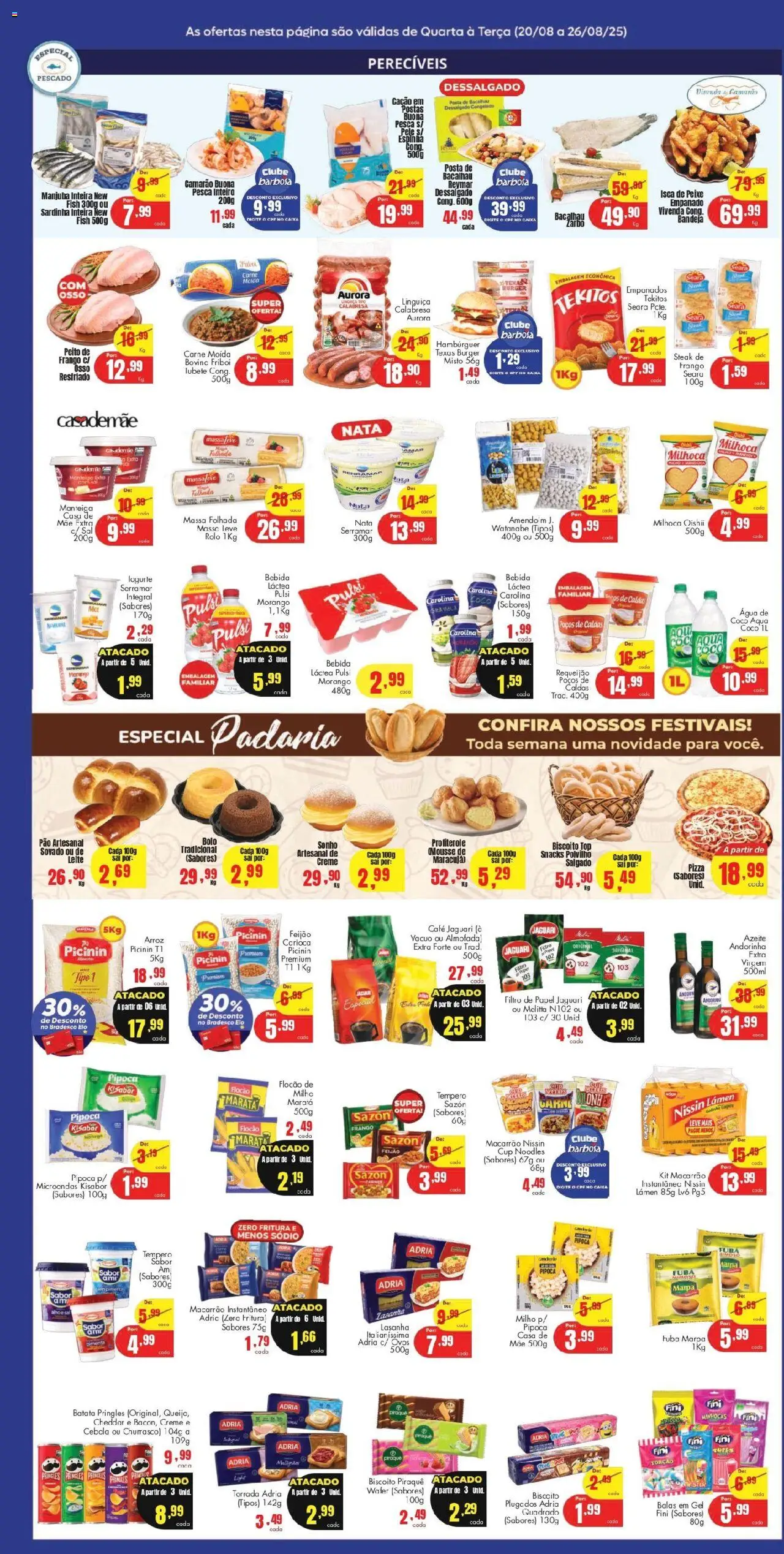 Barbosa Supermercados Folheto - válido de 20.08.2025 | Página: 3 | Produtos: Biscoito, Fubá, Macarrão, Sardinha