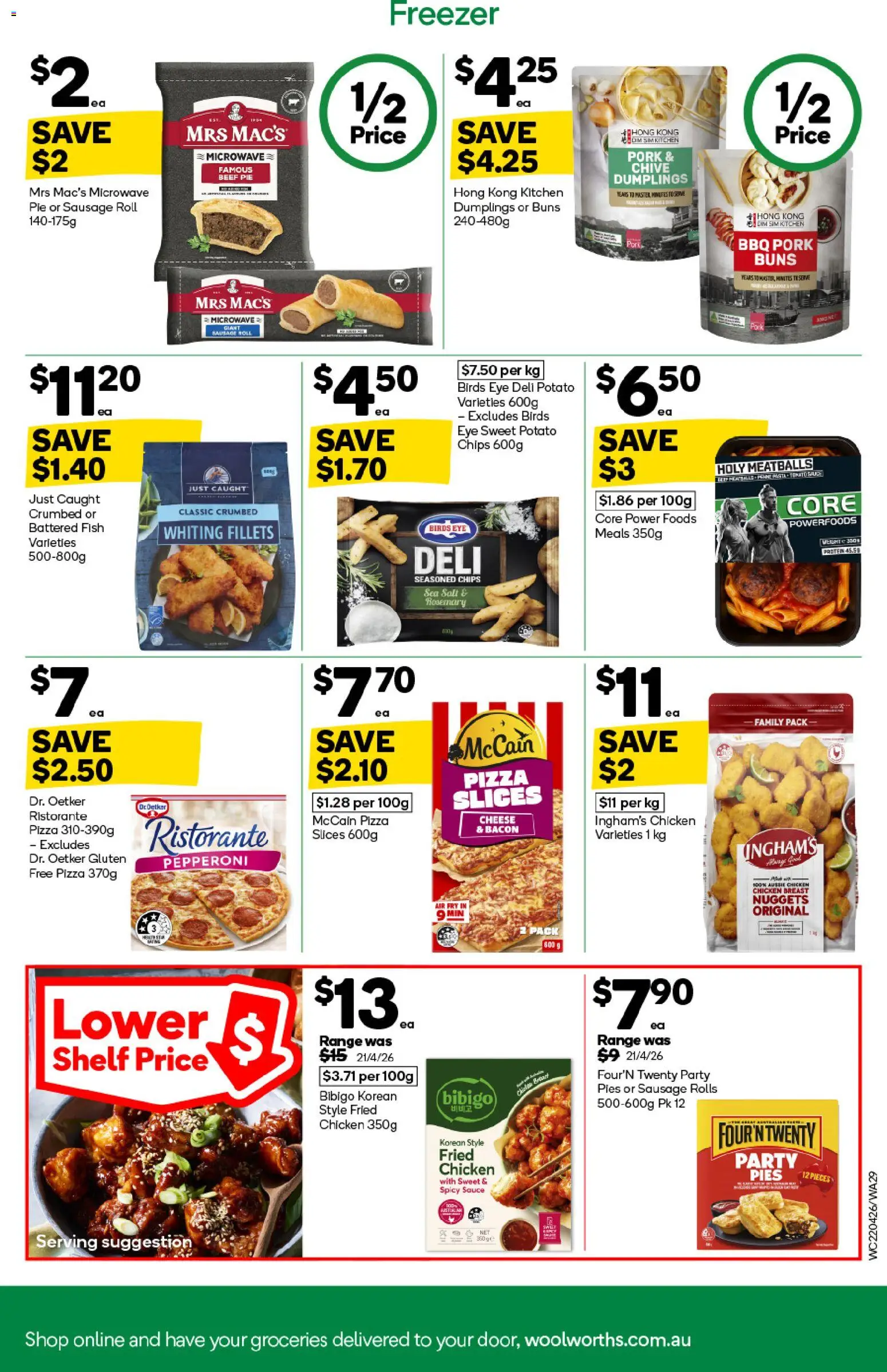 Woolworths catalogue - valid from 22.04.2026 | Page: 29 | Products: Bacon, Chicken, Fish, Freezer