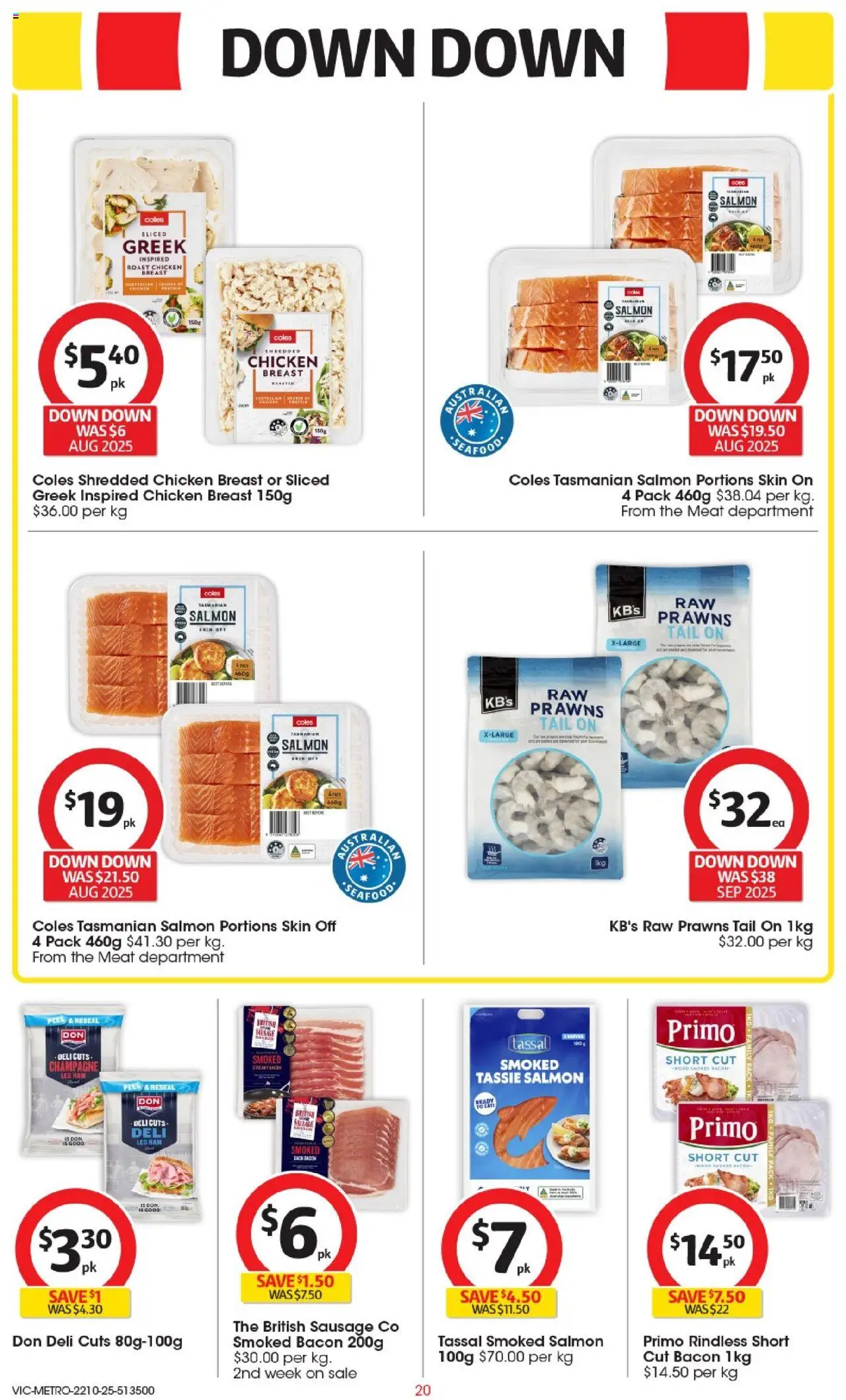 Coles catalogue - valid from 22.10.2025 | Page: 21 | Products: Ham, Prawns, Seafood, Sausage