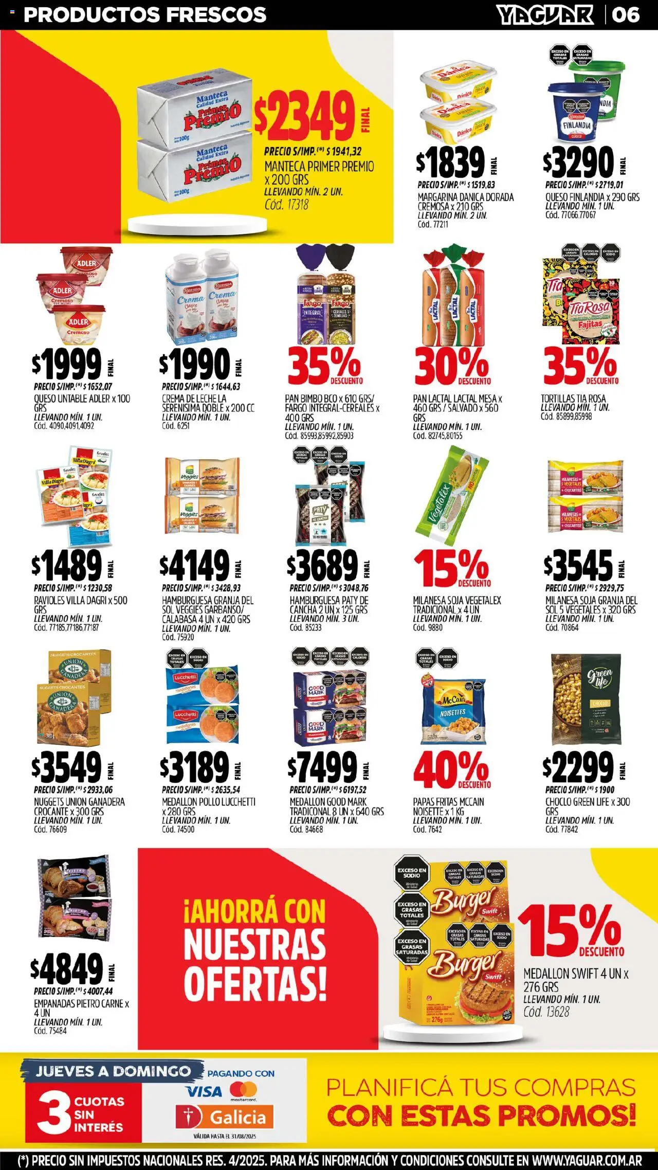 Yaguar - Mar del Plata │ válido desde el 25.08.2025 | Página: 5 | Productos: Pollo, Semillas, Ravioles, Crema