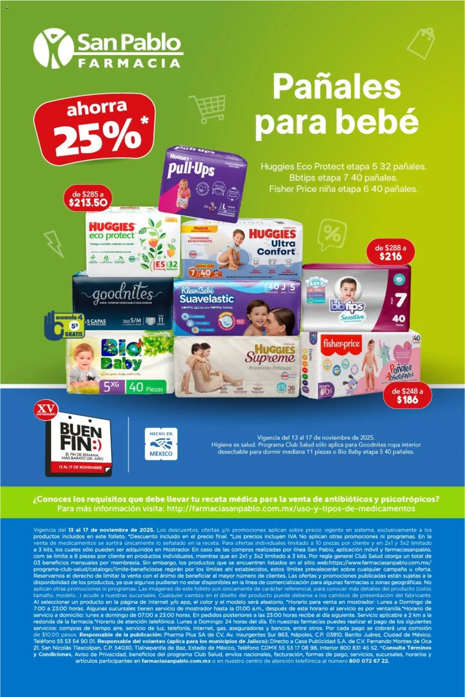 Nuevas ofertas de Farmacia San Pablo válidas en toda la República Mexicana desde el 13.11.2025. ¡Encuentra las mejores ofertas en Farmacia San Pablo Buen Fin! | Página: 16 | Productos: Pañales, Ropa, Ropa interior, Sobre