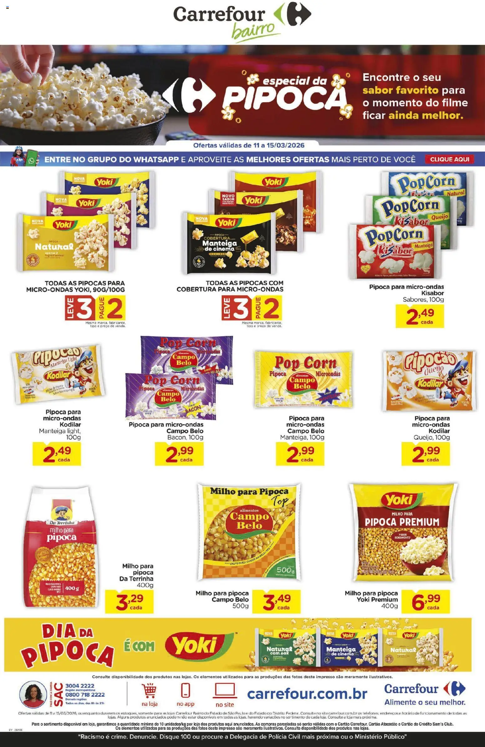 Carrefour Bairro Folheto - válido de 11.03.2026 | Página: 1 | Produtos: Kodilar, Manteiga, Microondas, Pipoca