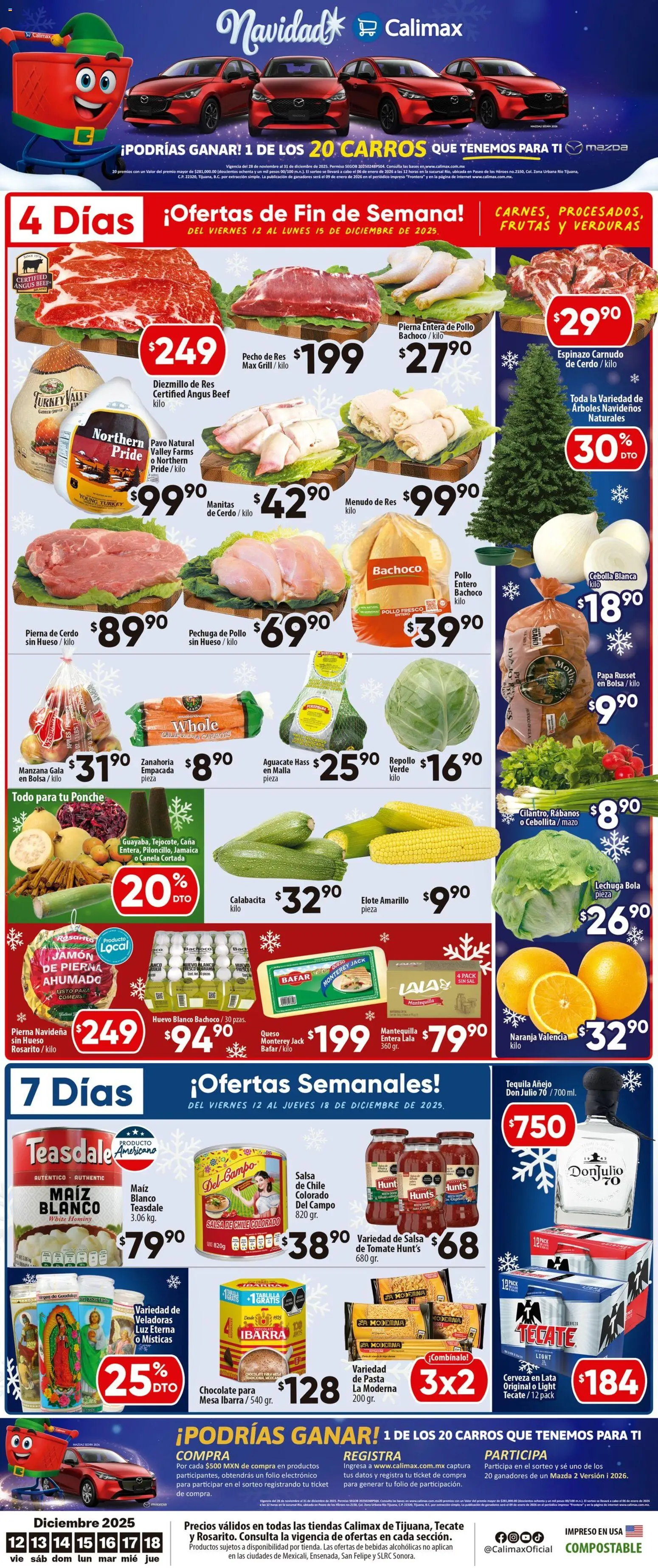 Nuevas ofertas de Calimax válidas en toda la República Mexicana desde el 12.12.2025. ¡Encuentra las mejores ofertas en Calimax folleto Rosarito! | Página: 1 | Productos: Chocolate, Cerdo, Res, Malla