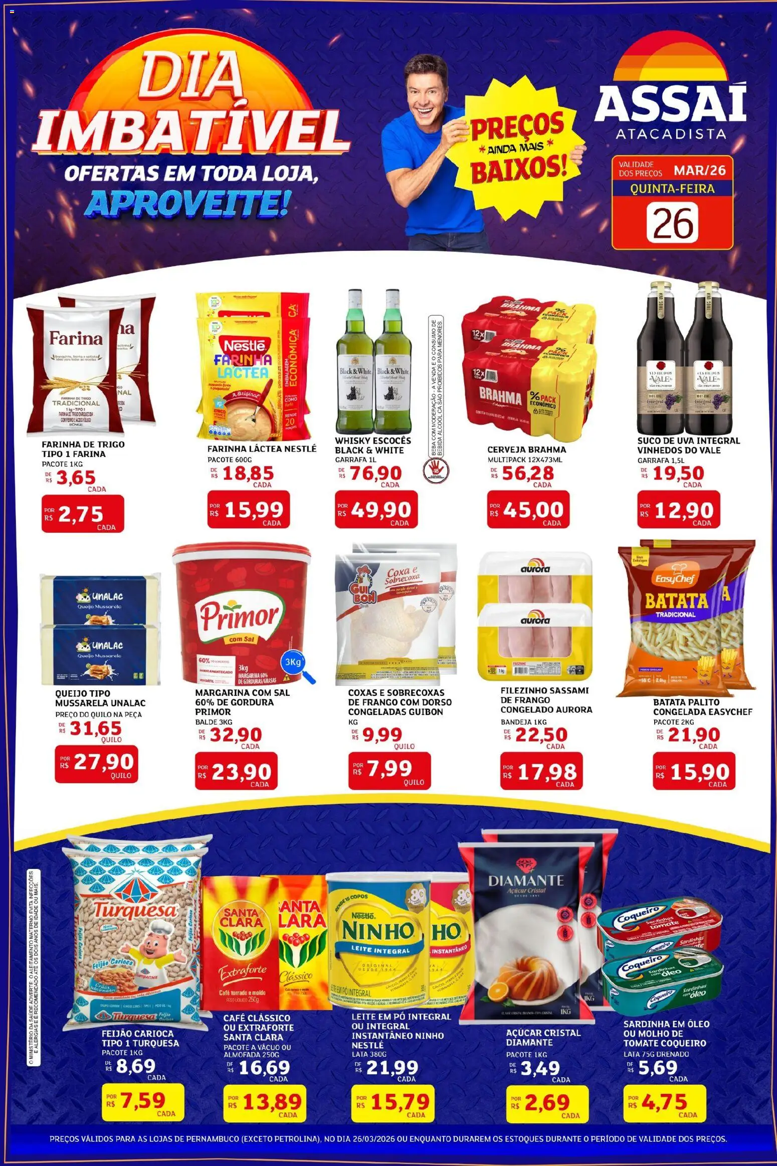 Assaí Atacadista Folheto - válido de 26.03.2026 | Página: 1 | Produtos: Pó, Whisky, Sardinha, Margarina