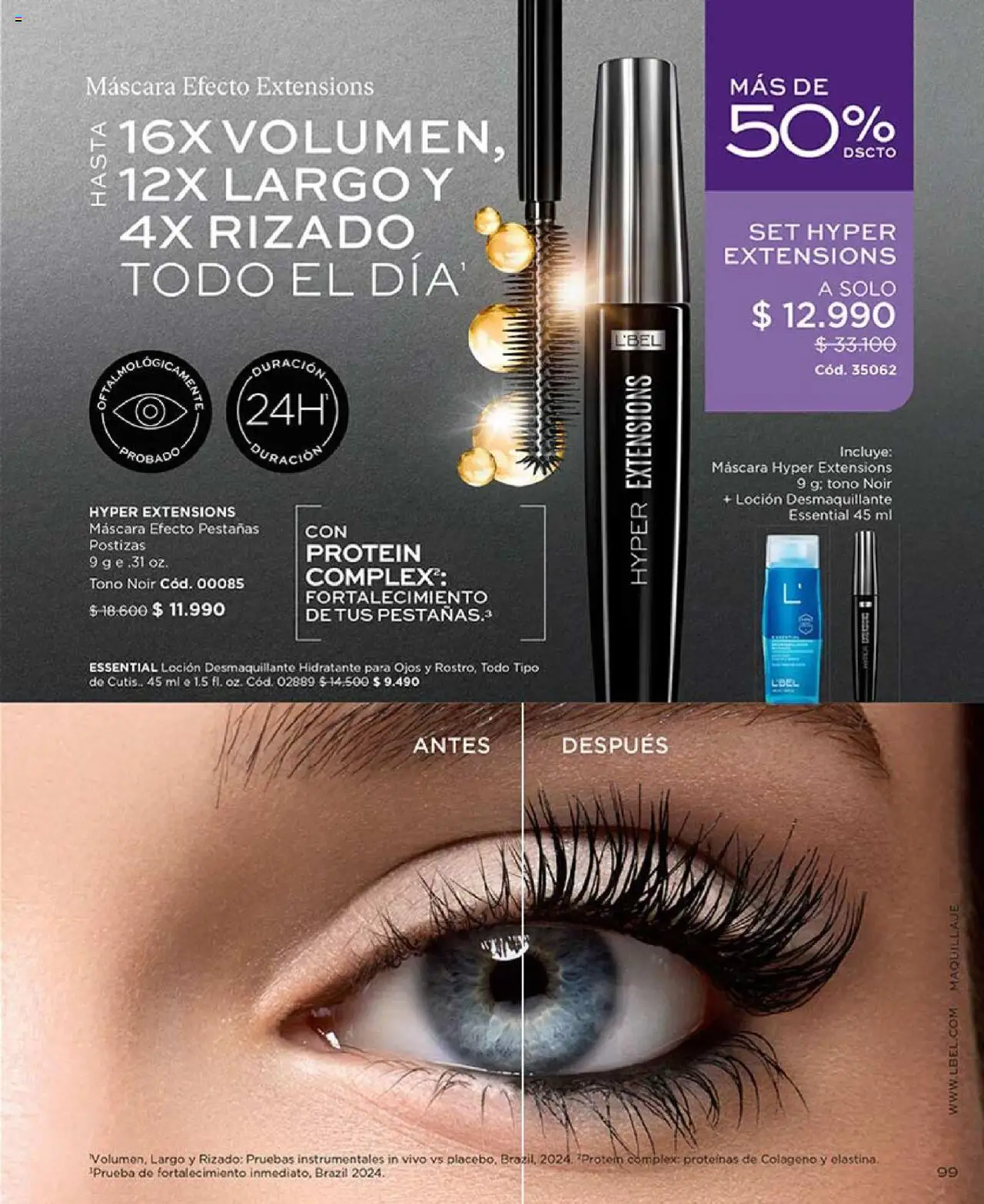 Catálogo L'Bel Campaña 13 │ válido desde el 29.07.2025 | Página: 99 | Productos: Desmaquillante, Loción, Maquillaje, Máscara