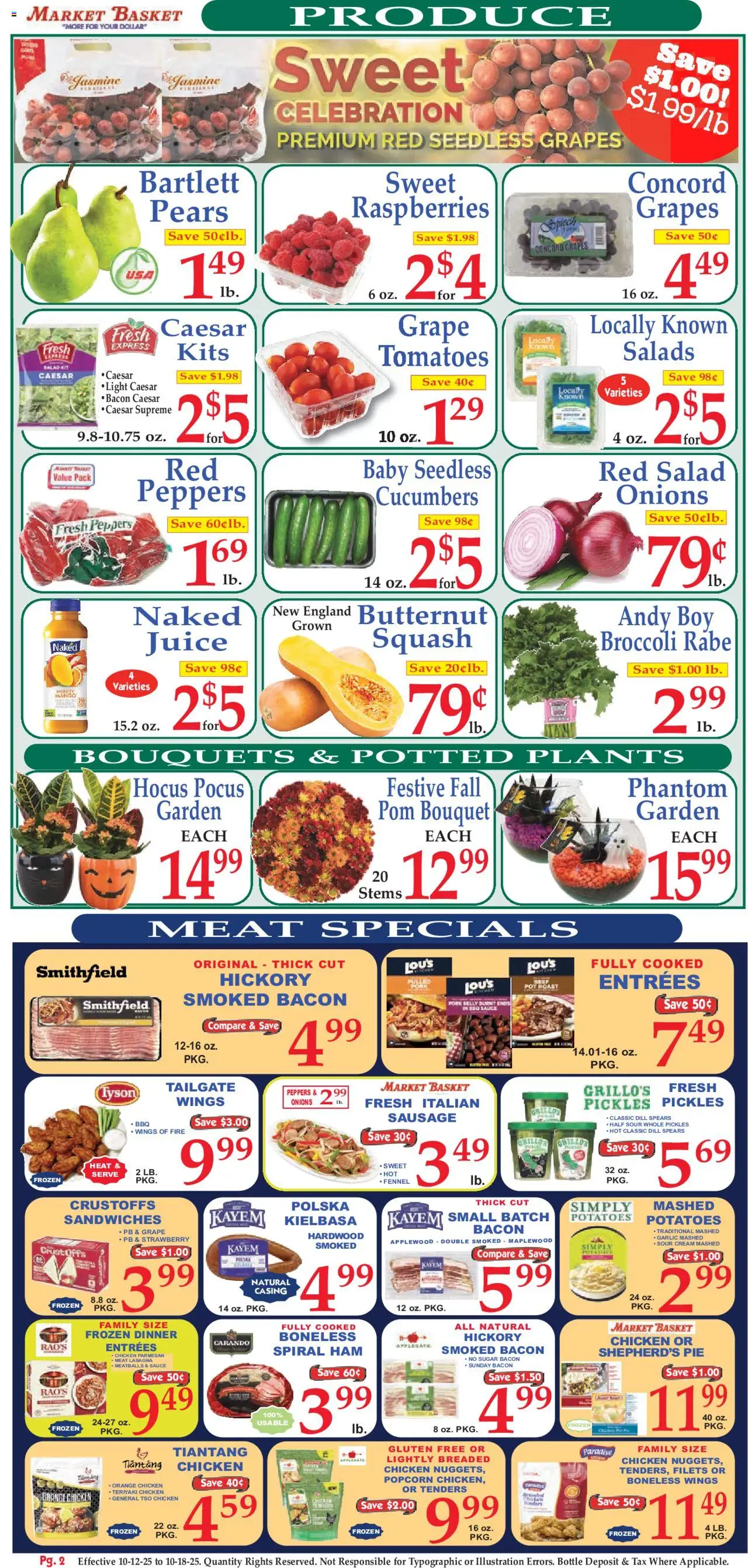Market Basket Ad - valid from 12.10.2025 | Page: 2 | Products: Ham, Salad, Garlic, Grapes