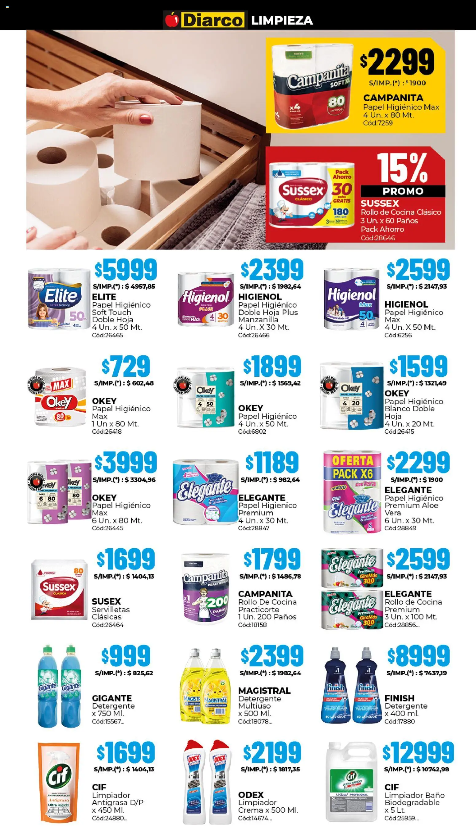 Diarco - Ofertas Interior │ válido desde el 15.12.2025 | Página: 18 | Productos: Papel higiénico, Baño, Detergente, Crema