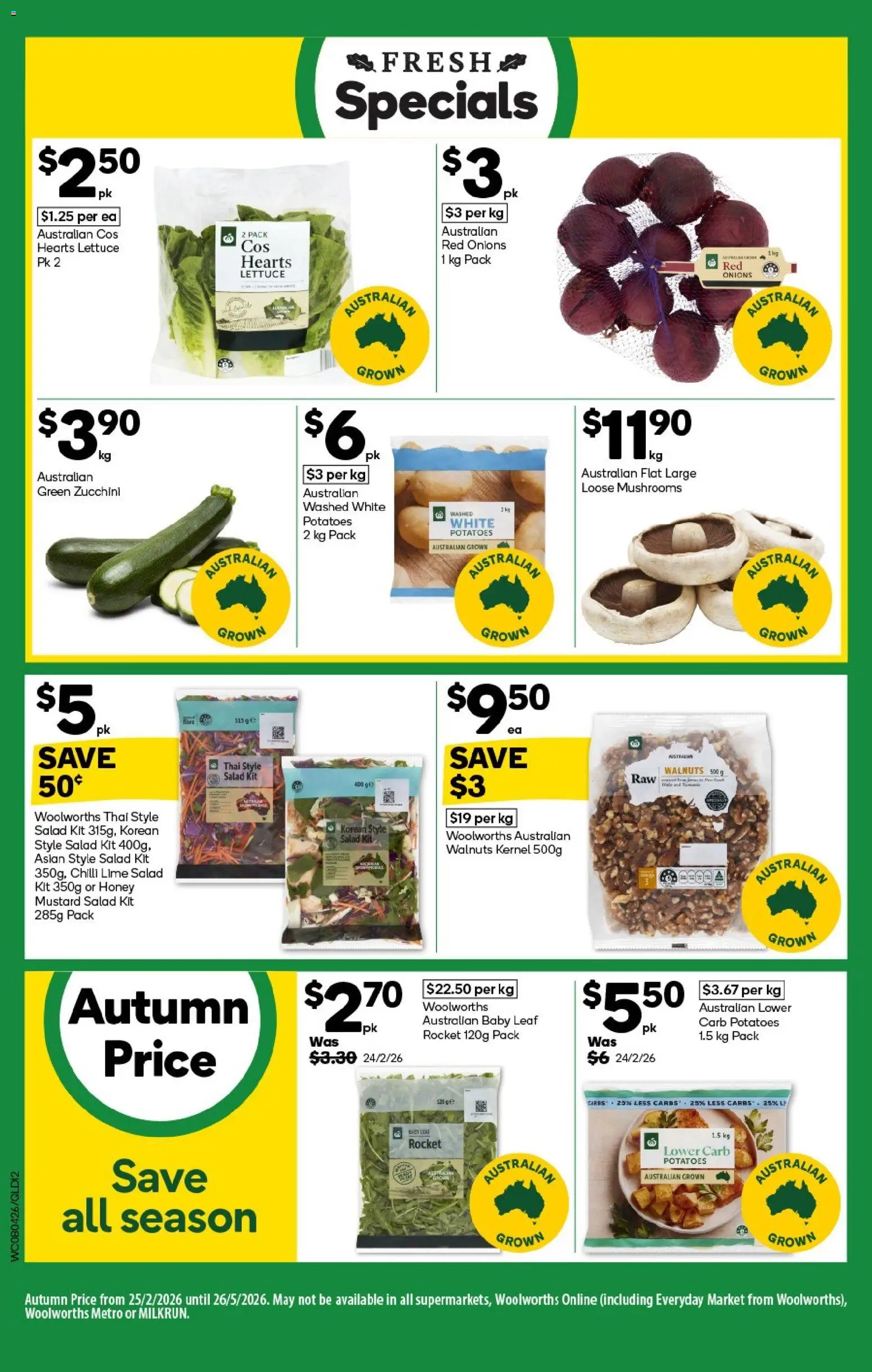 Woolworths catalogue - valid from 08.04.2026 | Page: 12 | Products: Mushrooms, Mustard, Rocket, Potatoes