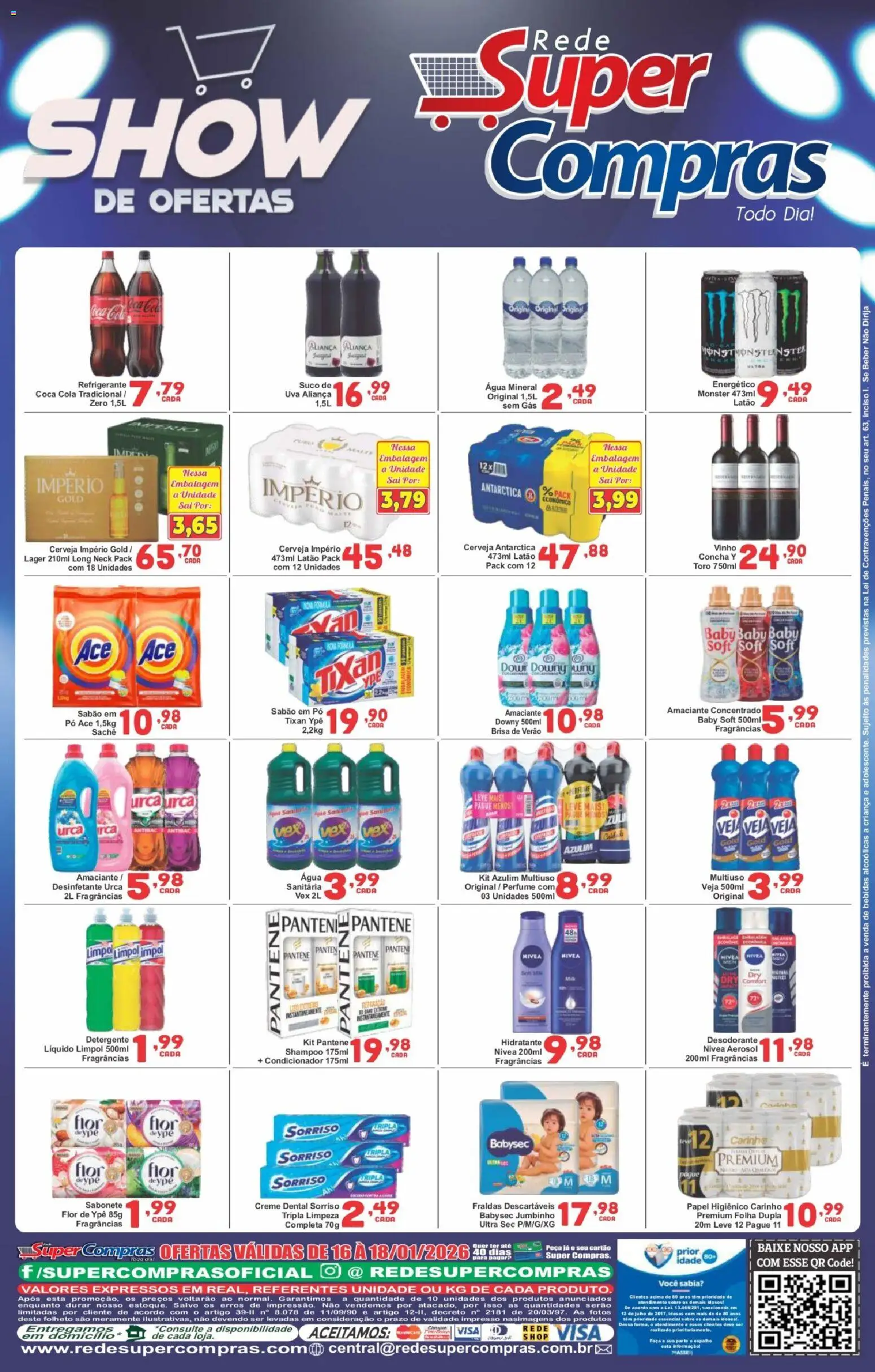 Rede Super Compras Folheto - válido de 16.01.2026 | Página: 2 | Produtos: Desodorante, Sabão em pó, Cola, Água mineral