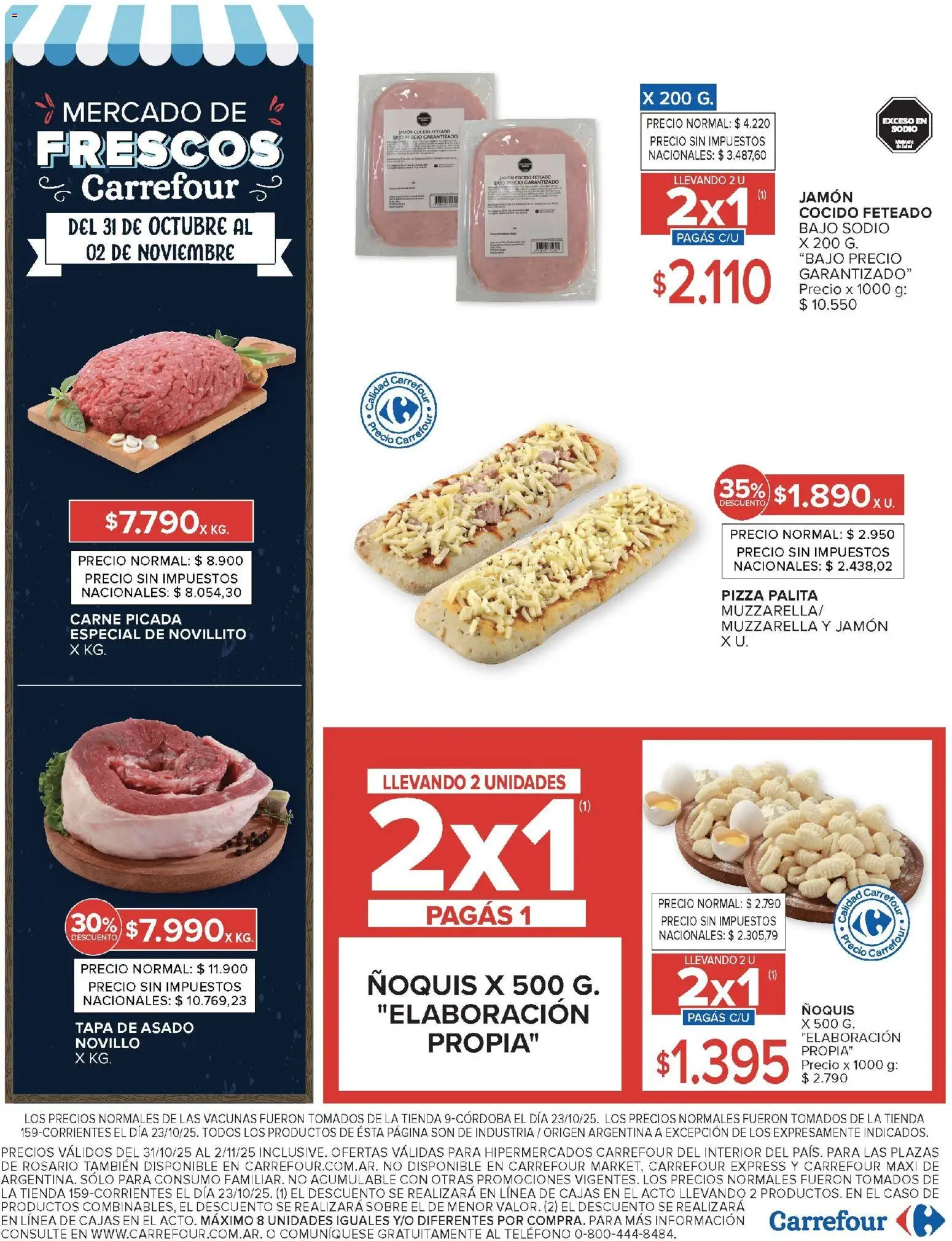 Carrefour ofertas Salta │ válido desde el 31.10.2025 | Página: 11 | Productos: Sobre, Muzzarella, Jamón, Ñoquis