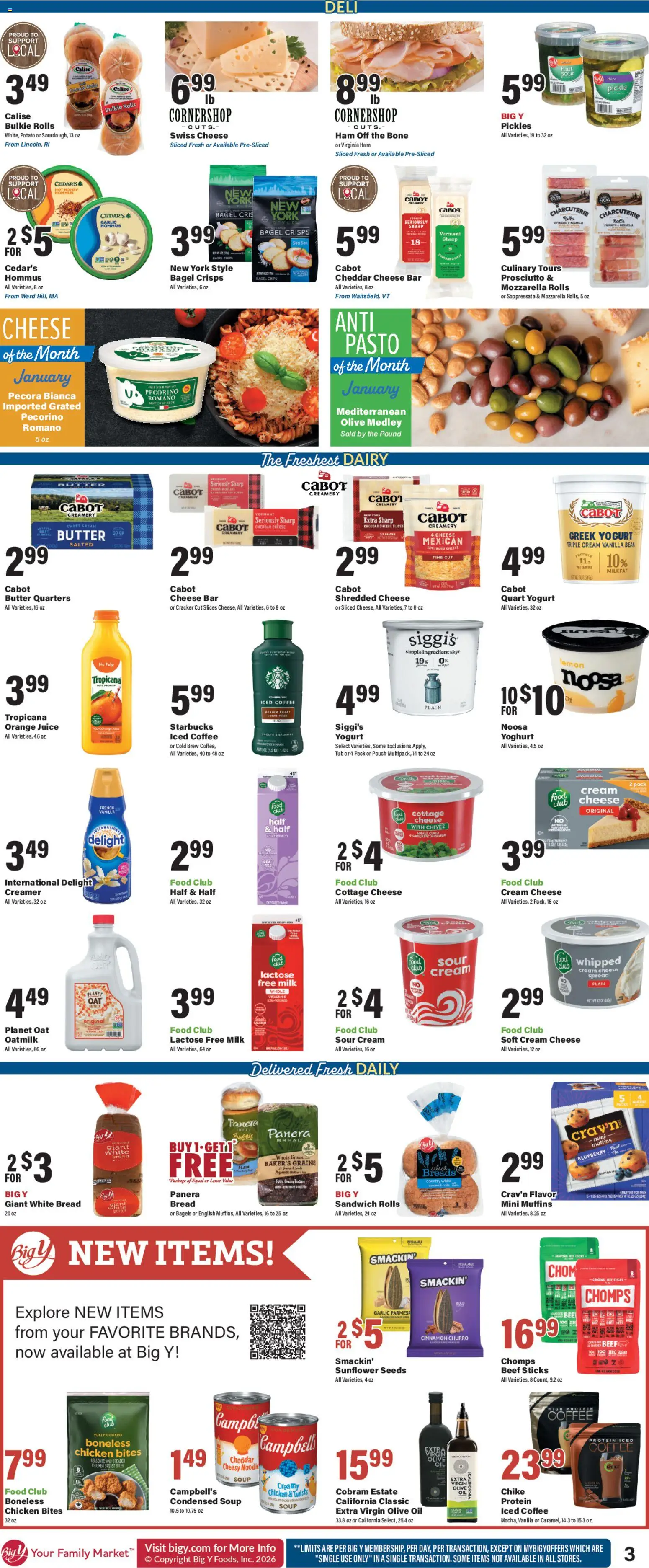 Big Y Weekly Ad - valid from 01.01.2026 | Page: 5 | Products: Butter, Cheese, Ham, Chips