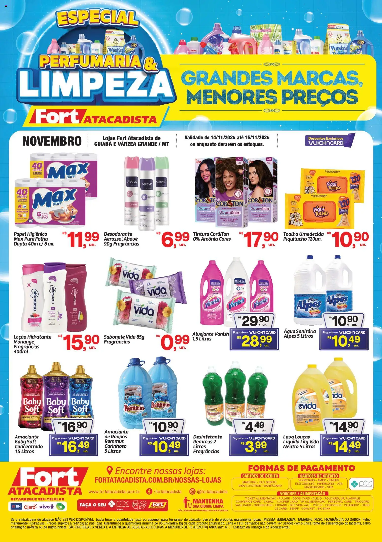 Fort Atacadista Folheto - válido de 14.11.2025 | Página: 1 | Produtos: Saquê, Flores, Faca, Desinfetante