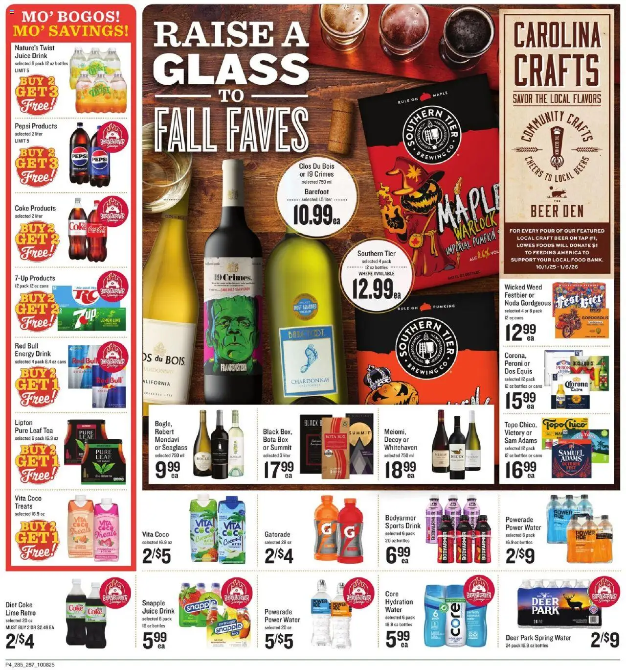 Lowes Foods Weekly Ad - valid from 08.10.2025 | Page: 5 | Products: Juice, Beer, Water, Lemon