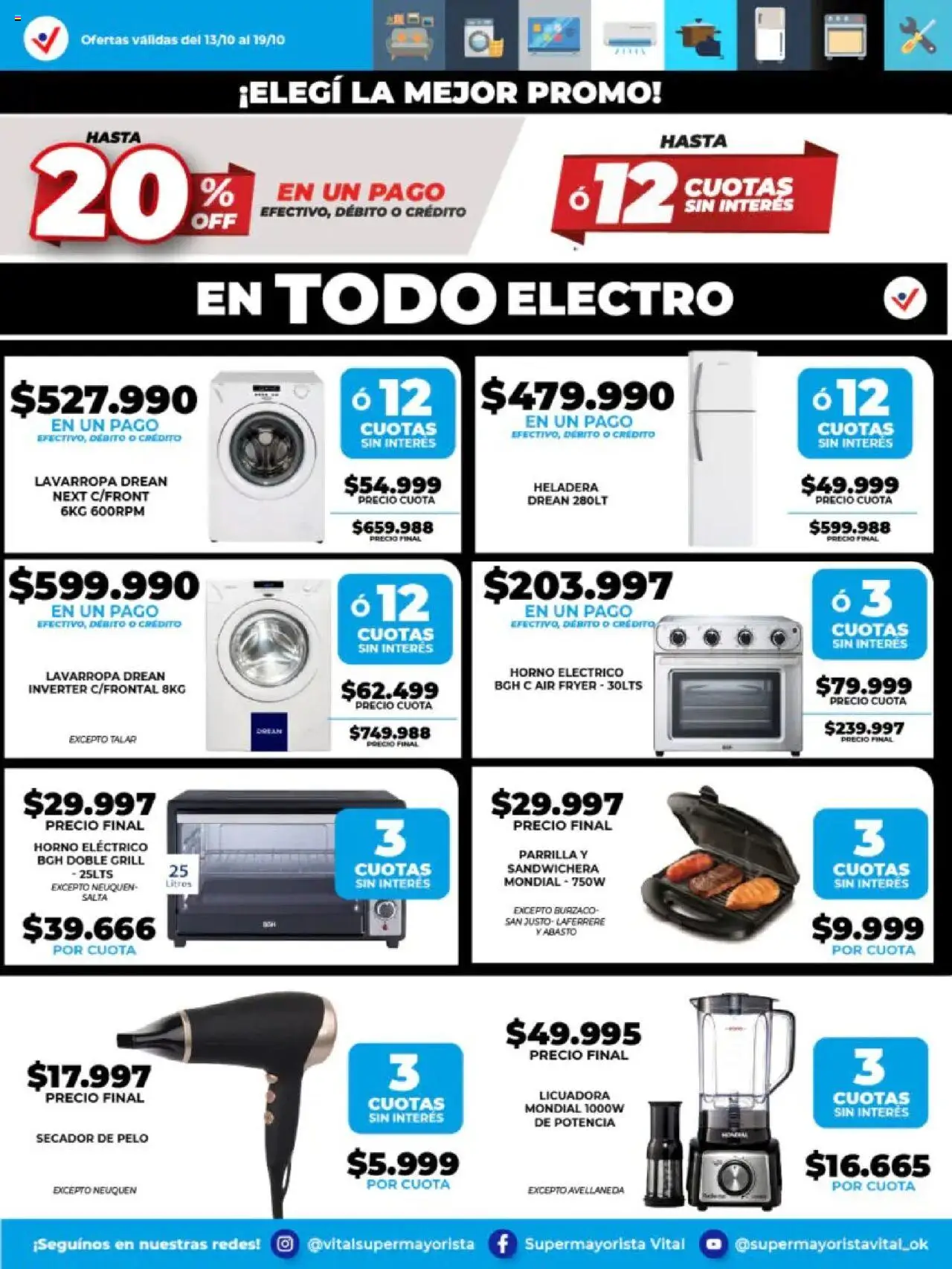 Vital - Especial de nonfood - Abasto │ válido desde el 13.10.2025 | Página: 2 | Productos: Parrilla, Secador de pelo, Heladera, Horno eléctrico