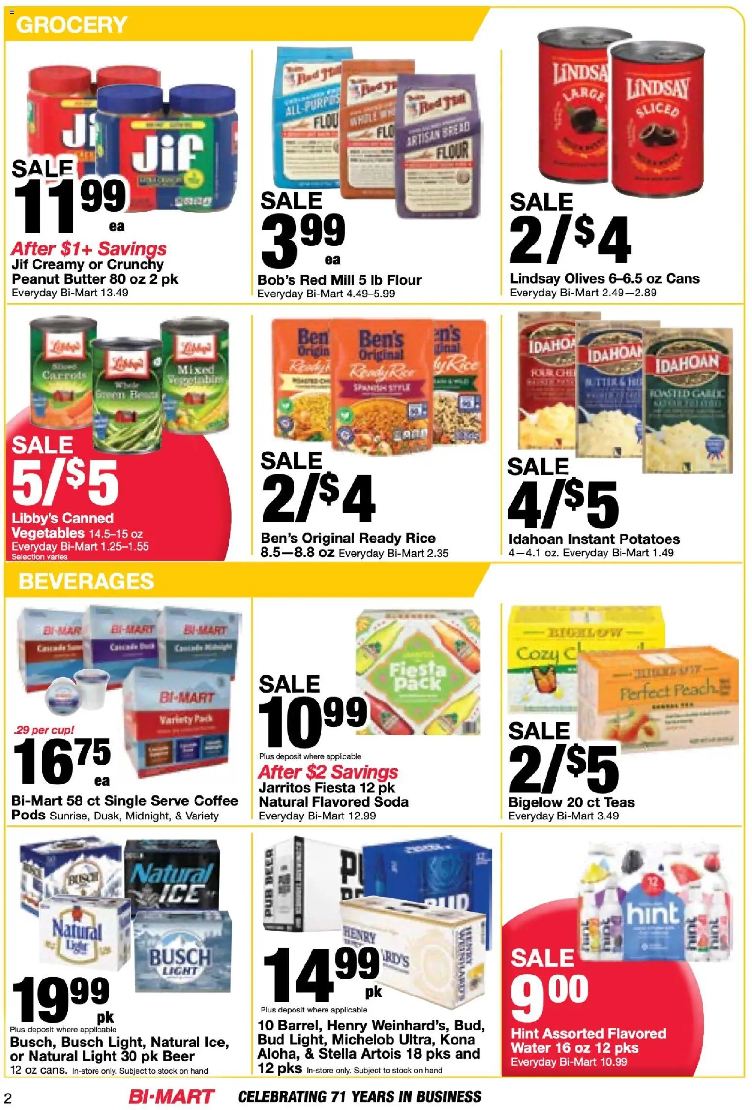 Bi-Mart Weekly Ad - valid from 24.02.2026 | Page: 2 | Products: Coffee, Rice, Potatoes, Vegetables